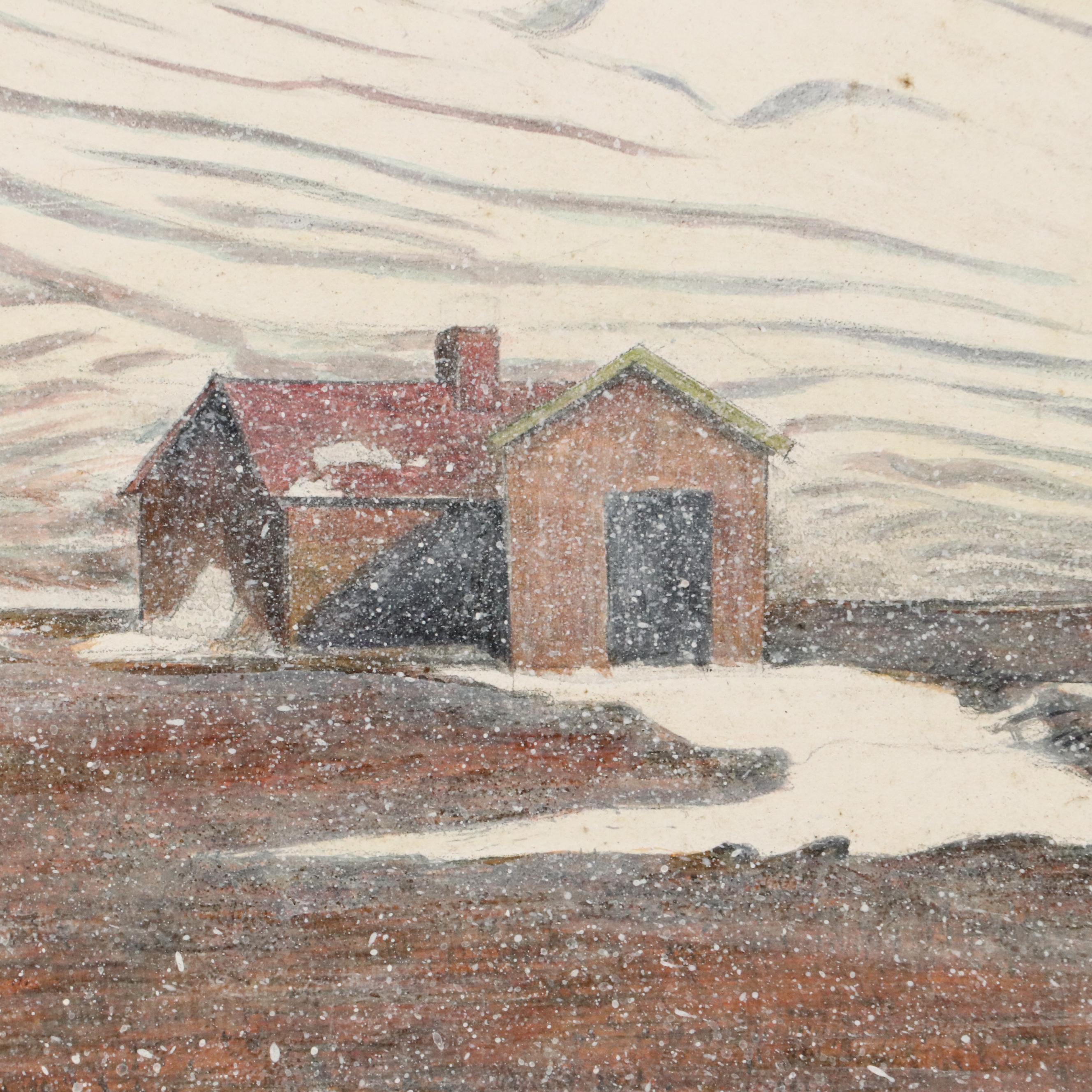 Xiang Zhang Southwest Oil Painting with Rider in Winter Landscape