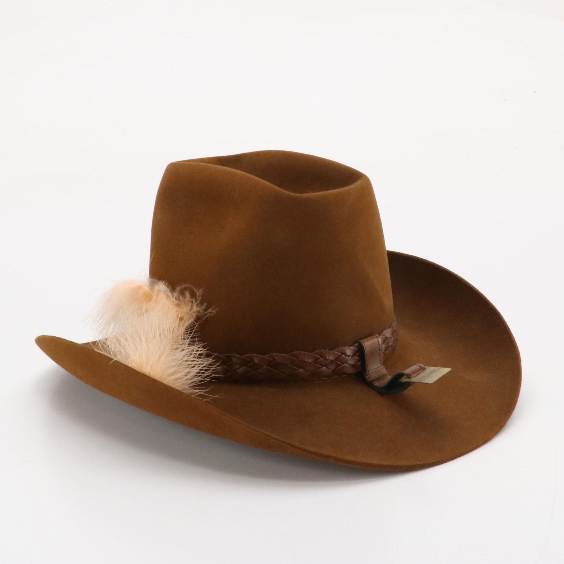 Stetson Prescott Western Hat in Whiskey 4X Beaver Fur Felt with Hat Box
