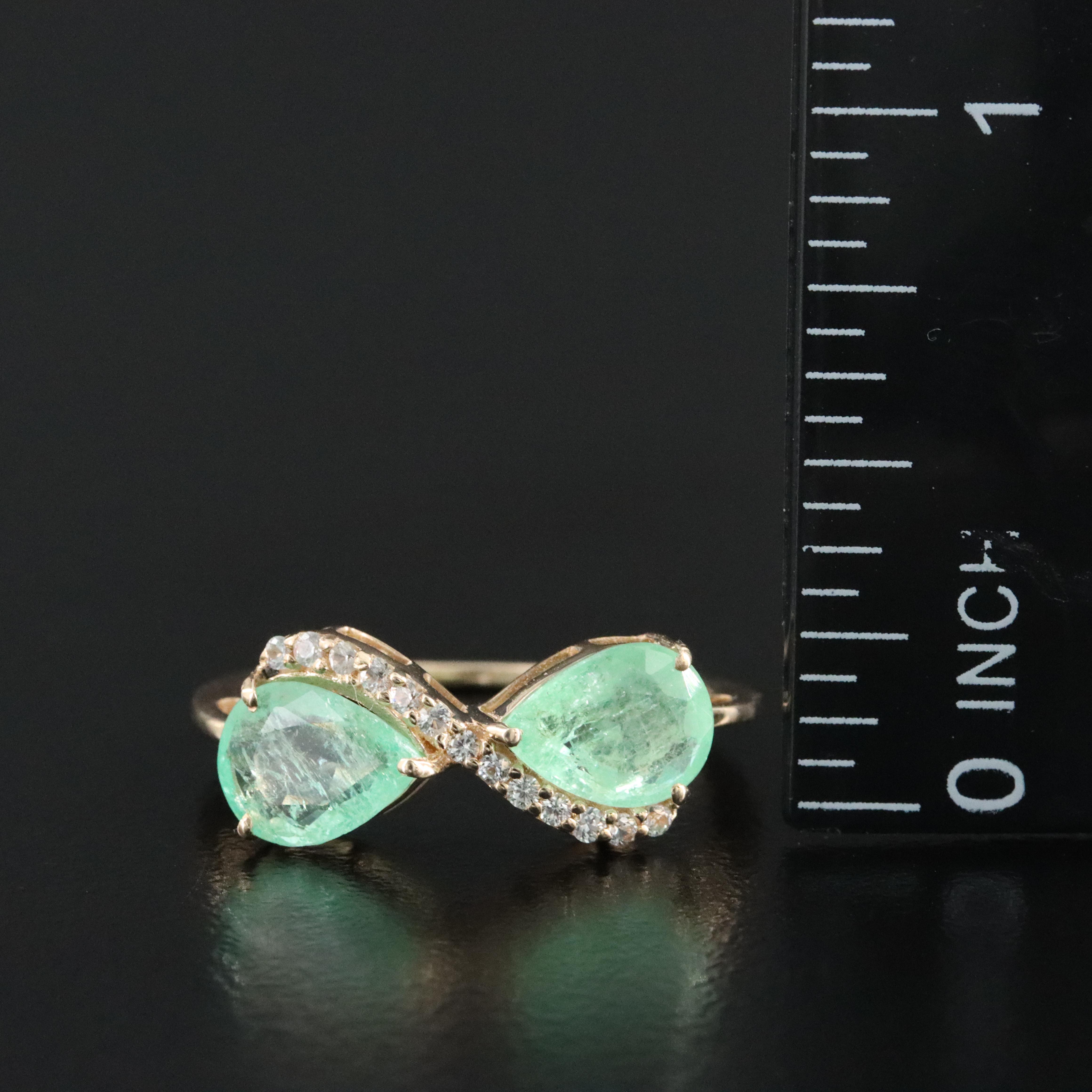 14K 1.78 CTW Emerald and White Sapphire Ring