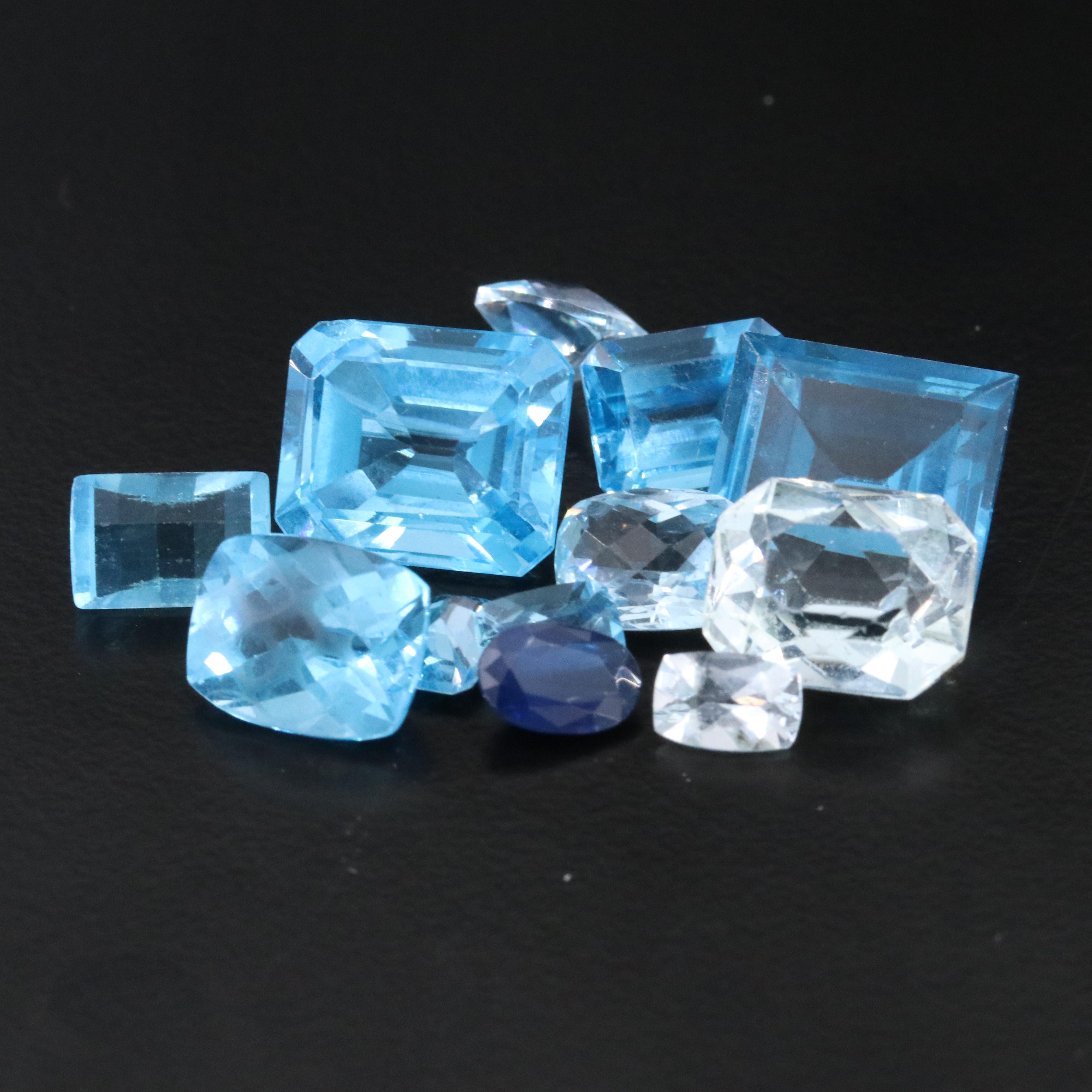 Loose 34.96 CTW Aquamarines, Sapphire and Lab Grown Spinels