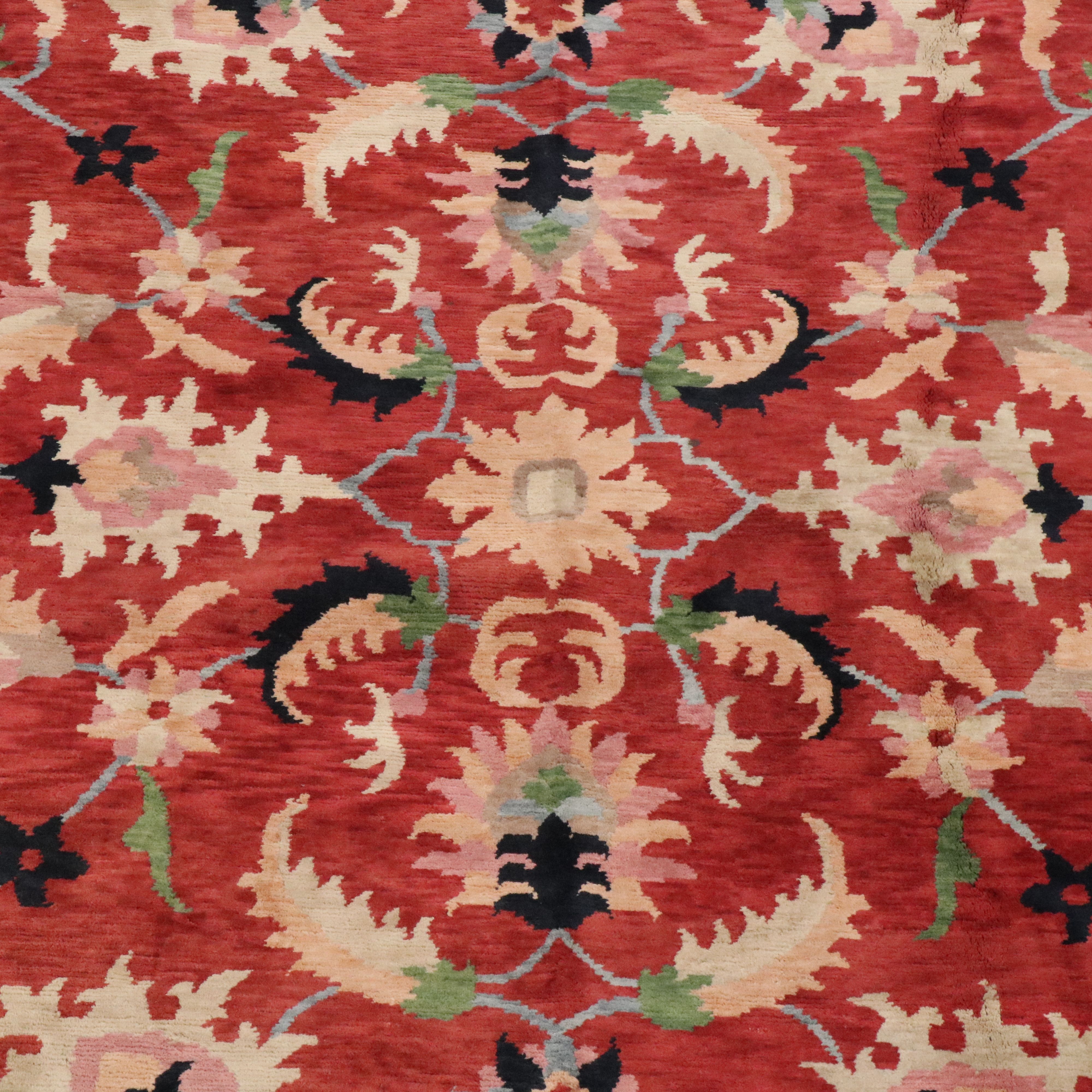 8'6 x 12' Hand-Knotted Tibetan Floral Area Rug