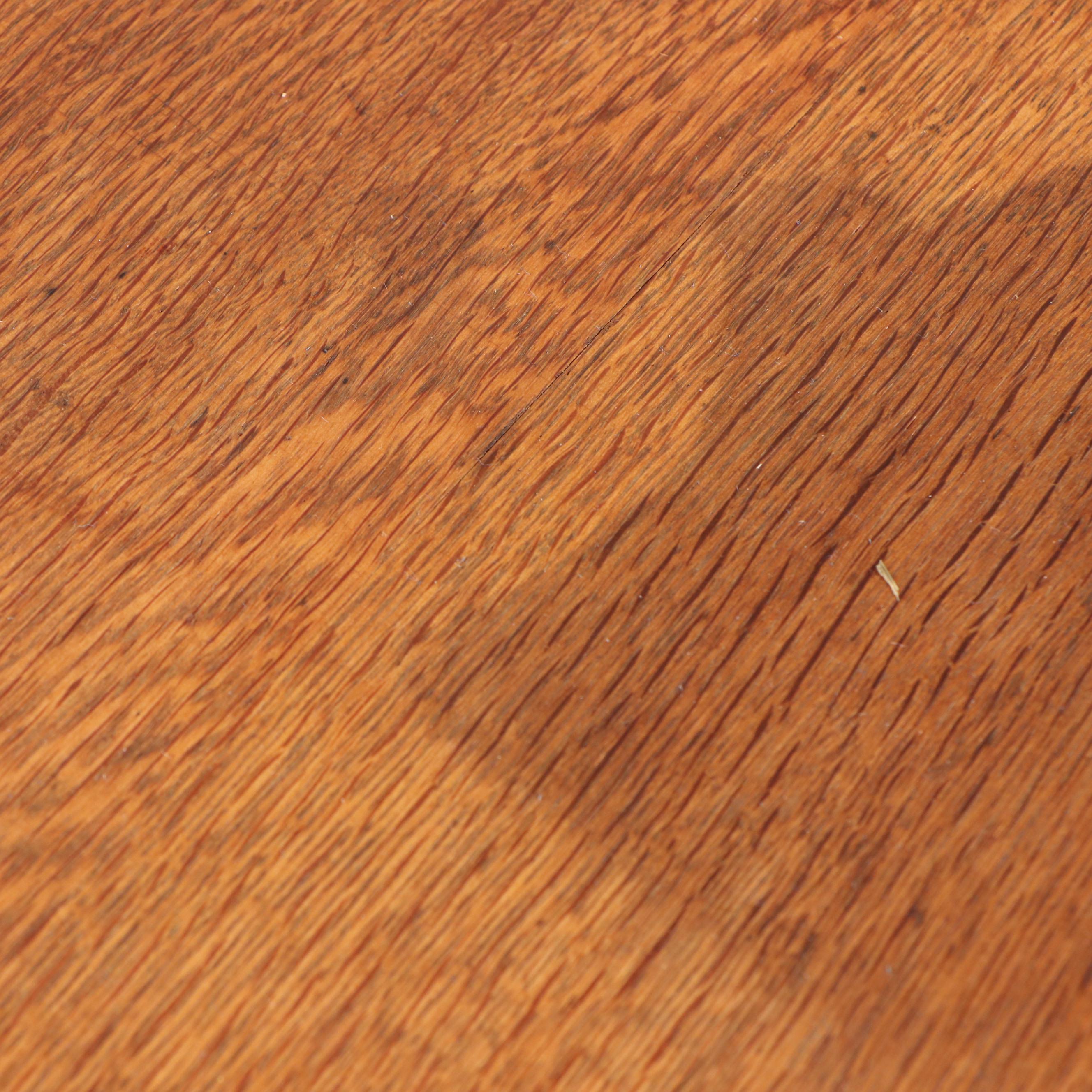 Victorian Dining Table and Four Press-Carved Oak Side Chairs