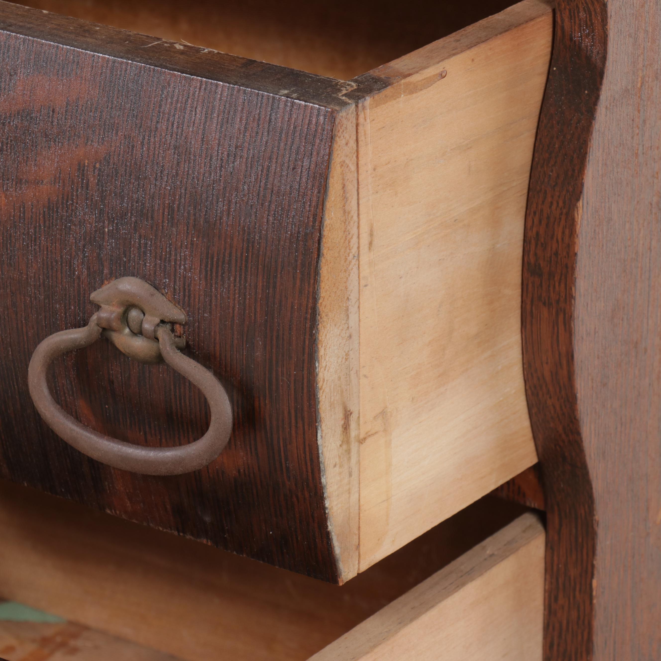 Victorian Oak Side-by-Side Desk and Bookcase