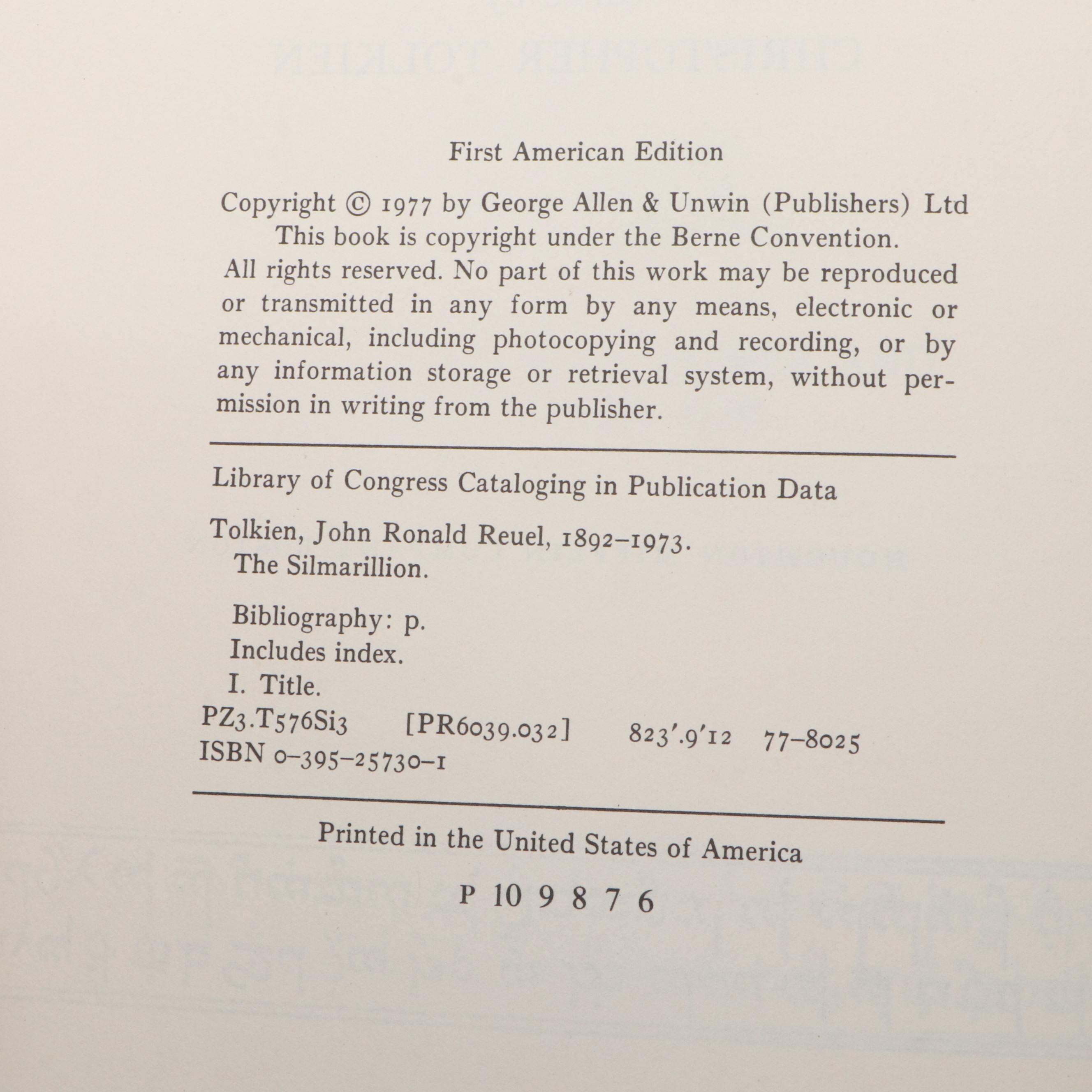 First American Edition "The Silmarillion" by J. R. R. Tolkien with Map, 1977