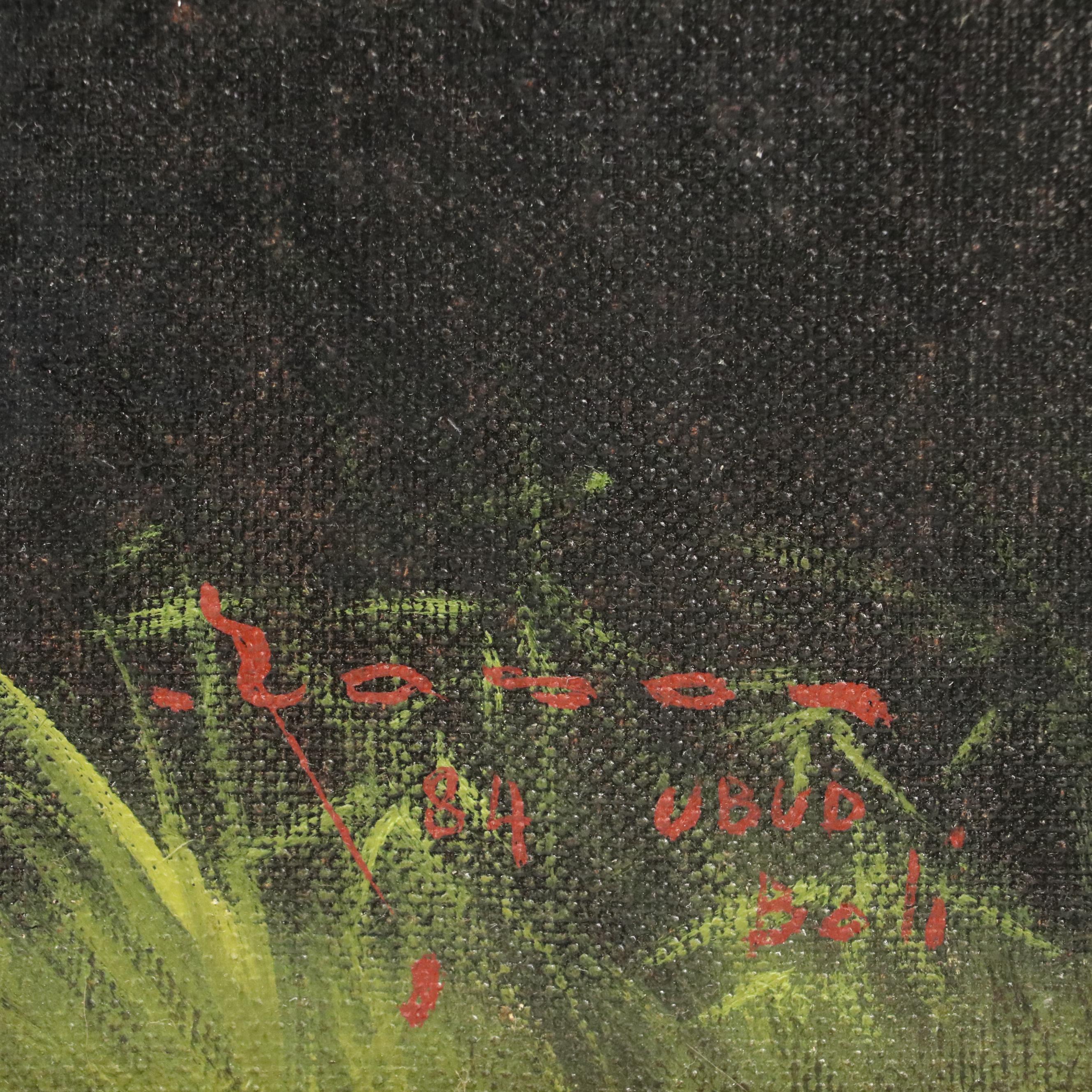 Balinese Portrait Oil Painting of Woman Collecting Water, 1984