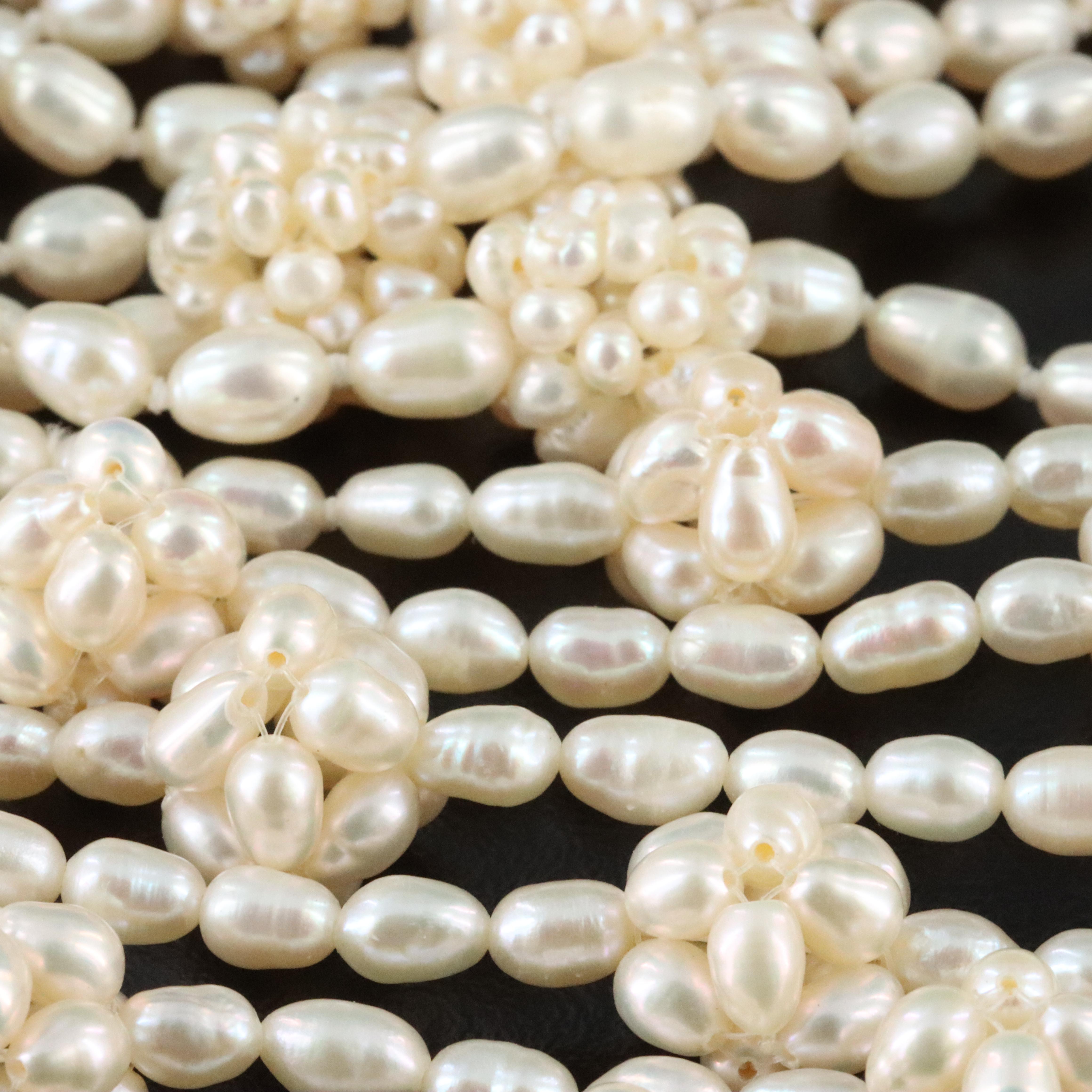 Endless Pearl Necklaces with Pearl Cluster Stations