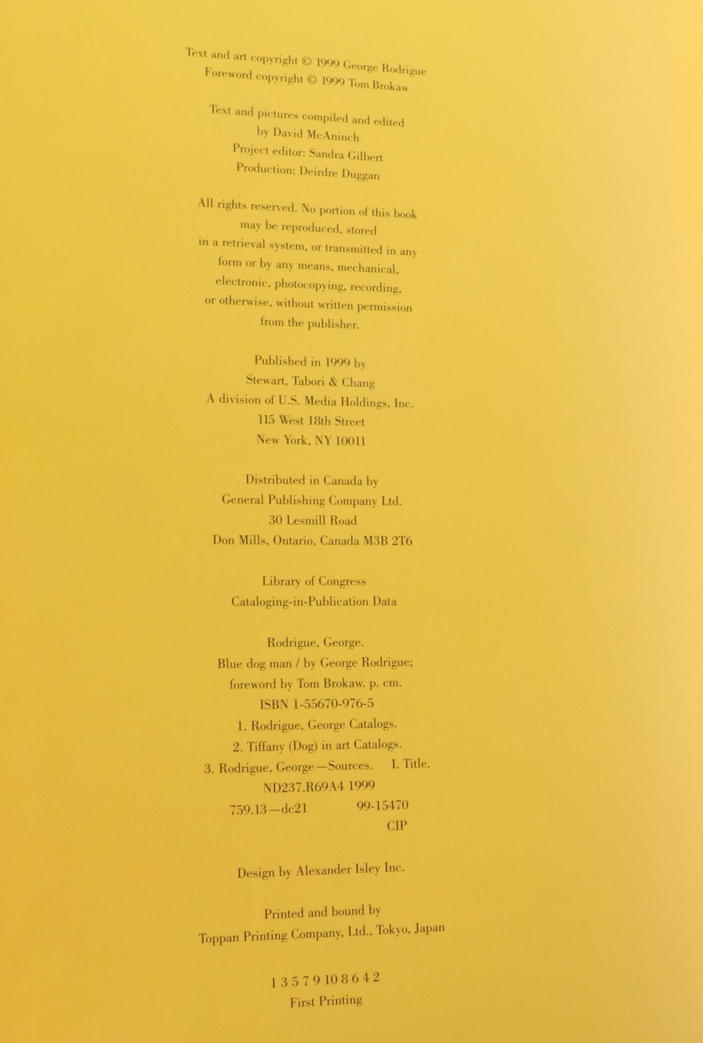 First Printing "Blue Dog Man" by George Rodrigue, 1999