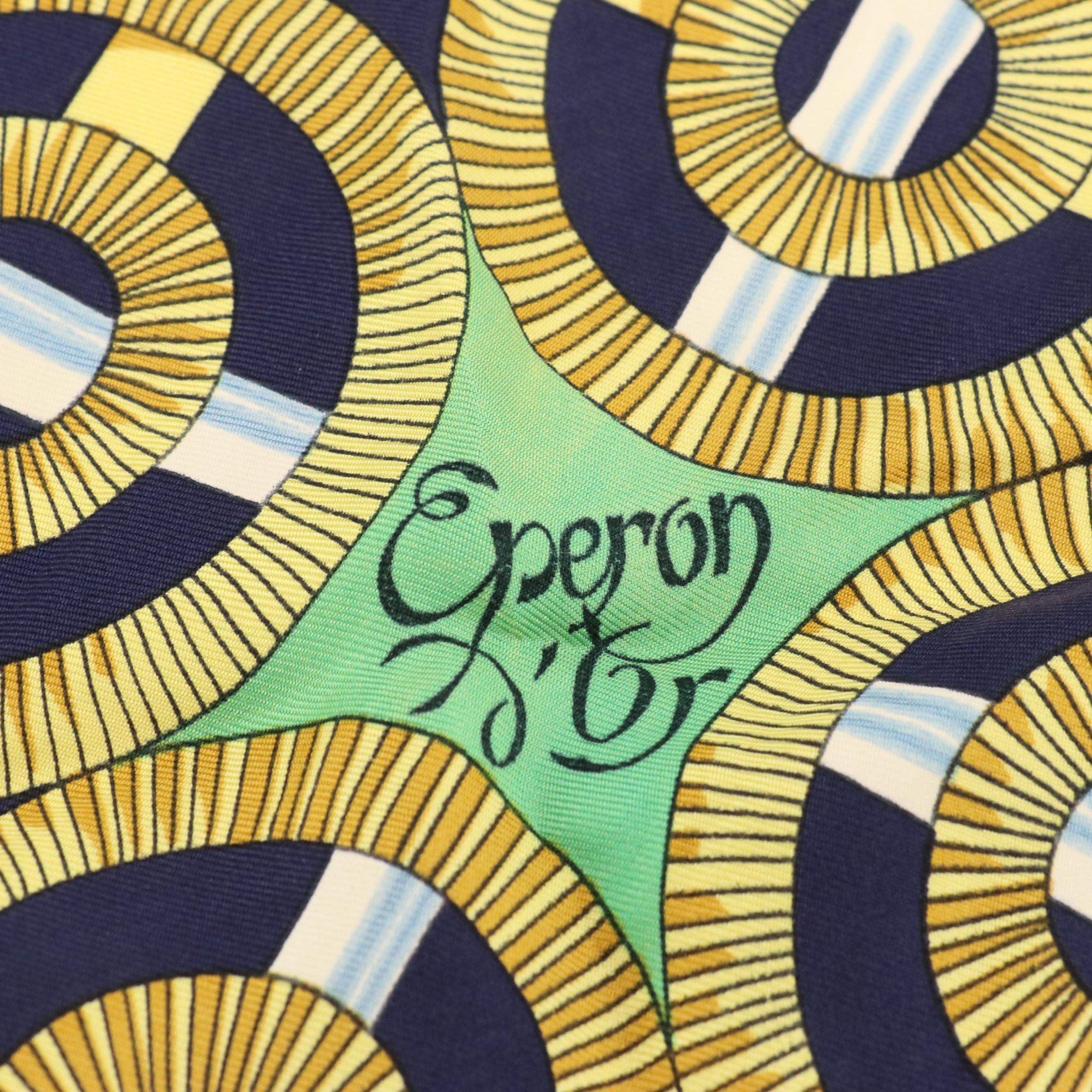 Hermès Sellier "Éperon d'Or" Scarf 90 in Silk Twill