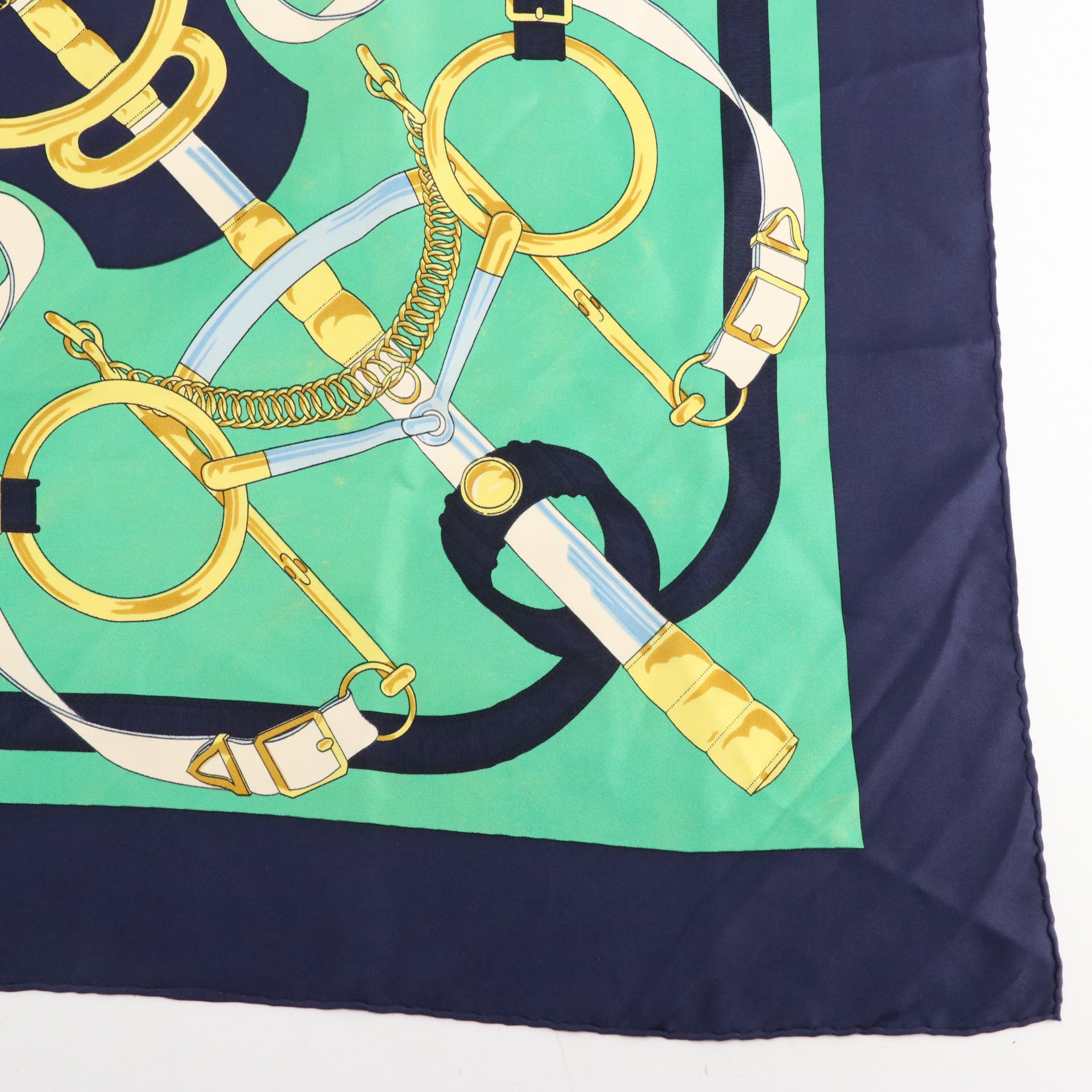 Hermès Sellier "Éperon d'Or" Scarf 90 in Silk Twill