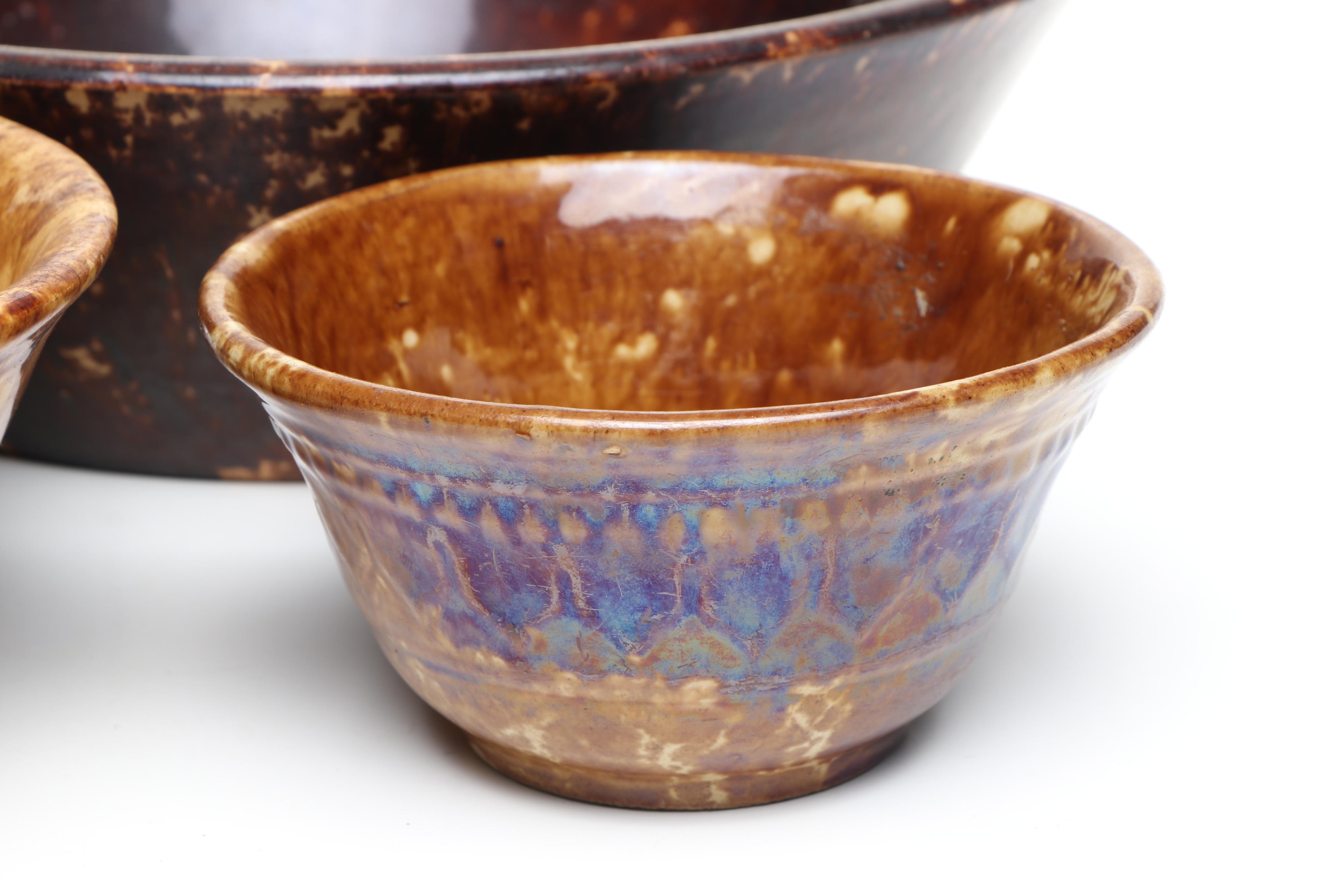 Rockingham Glaze Earthenware Serving Bowls