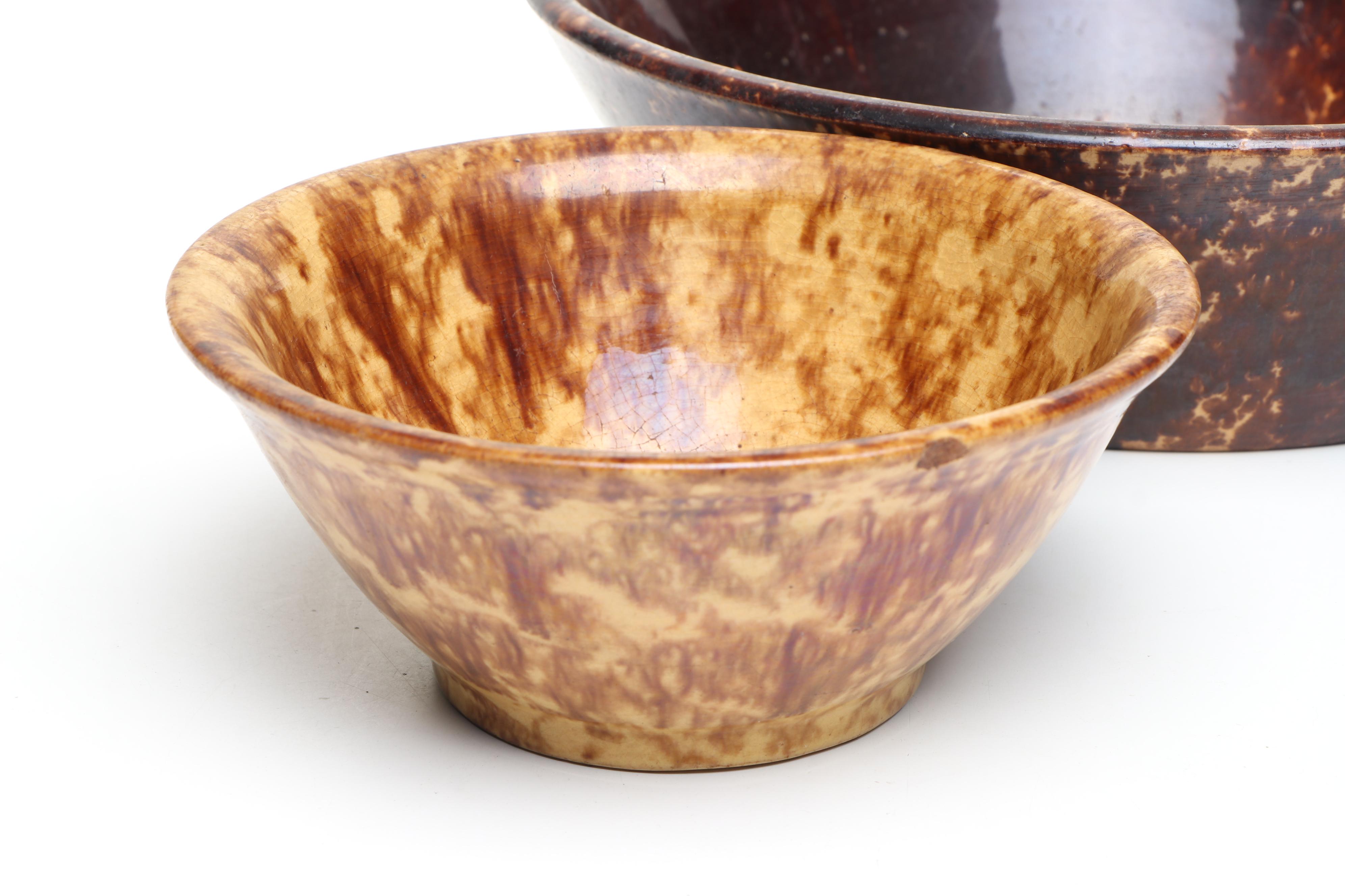 Rockingham Glaze Earthenware Serving Bowls