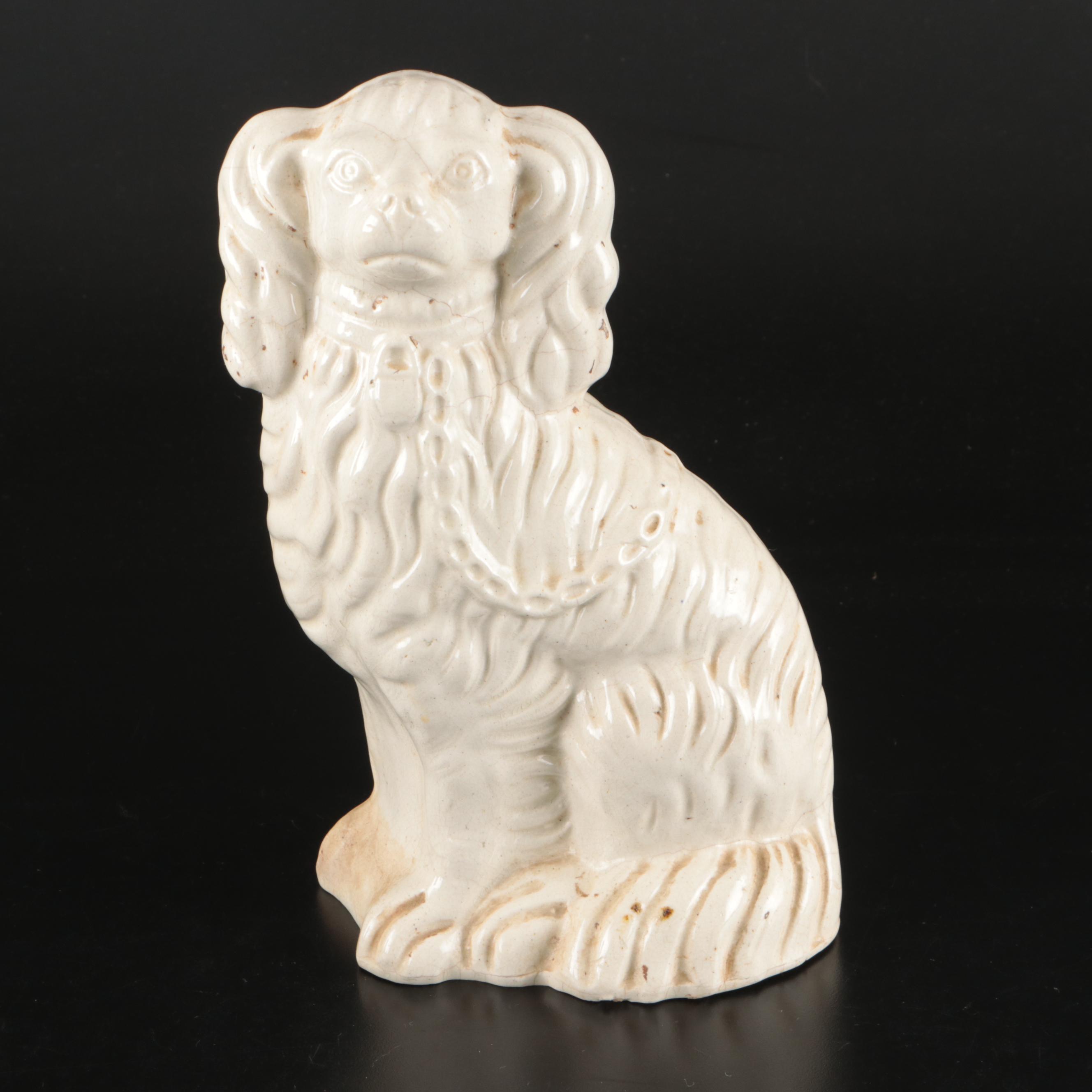 Staffordshire Black, Brown and White Spaniel Figurines, Late 19th Century