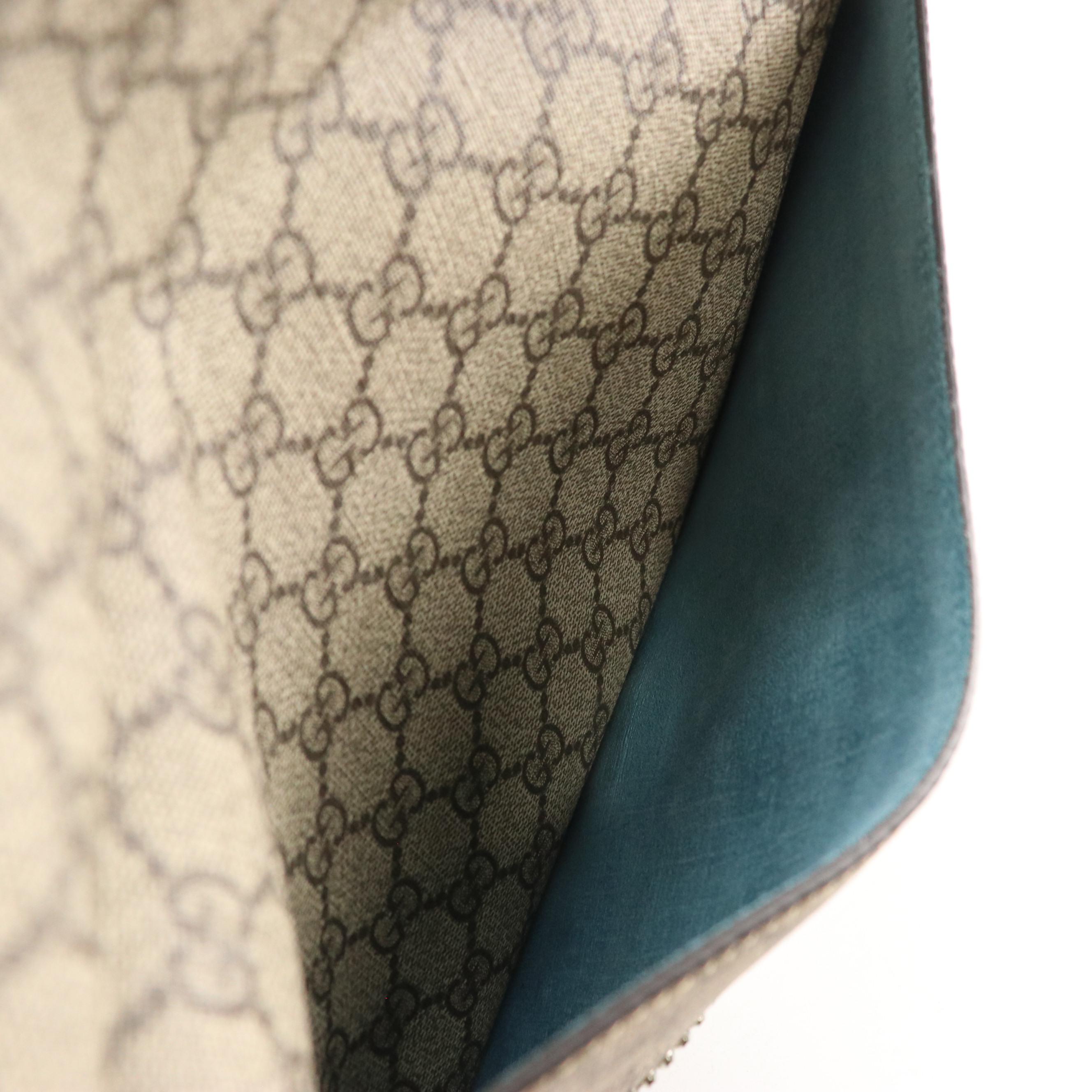 Gucci Angry Cat Embroidered & Crystal Embellished GG Supreme Canvas Dionysus Bag