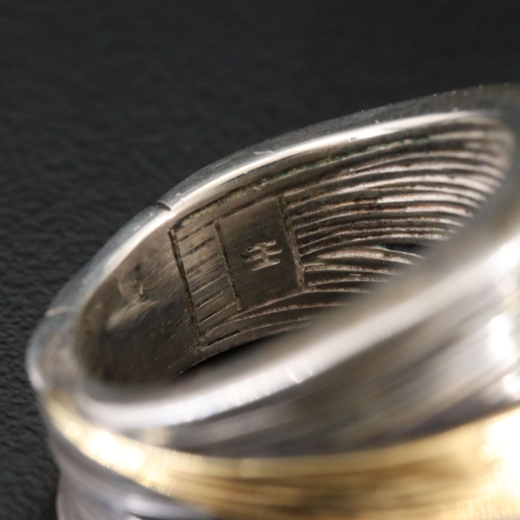 John Hardy Bamboo Sterling Striated Saddle Ring with 18K Accent