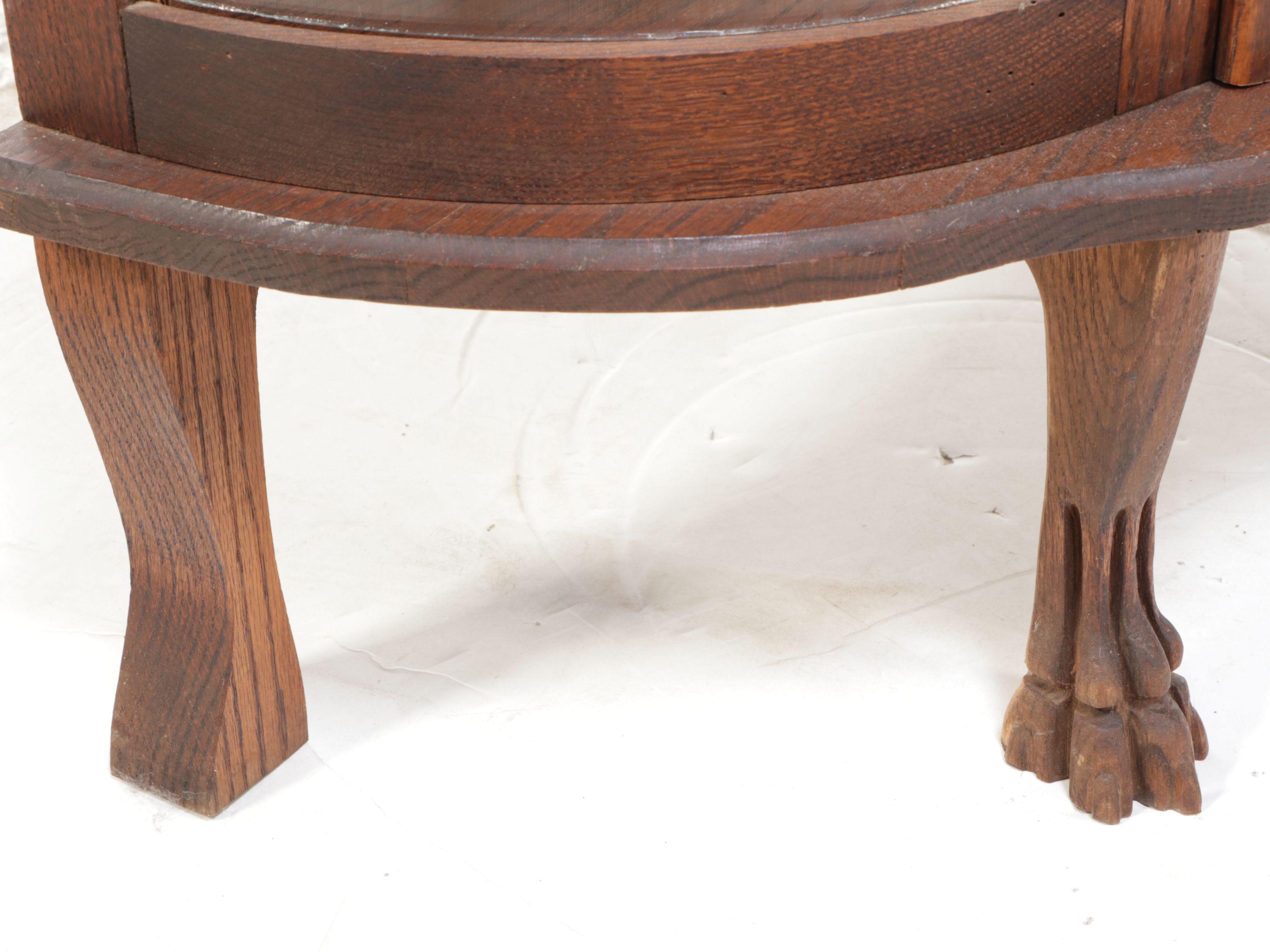 Victorian Style Oak Curved Front Display Cabinet, Late 20th Century