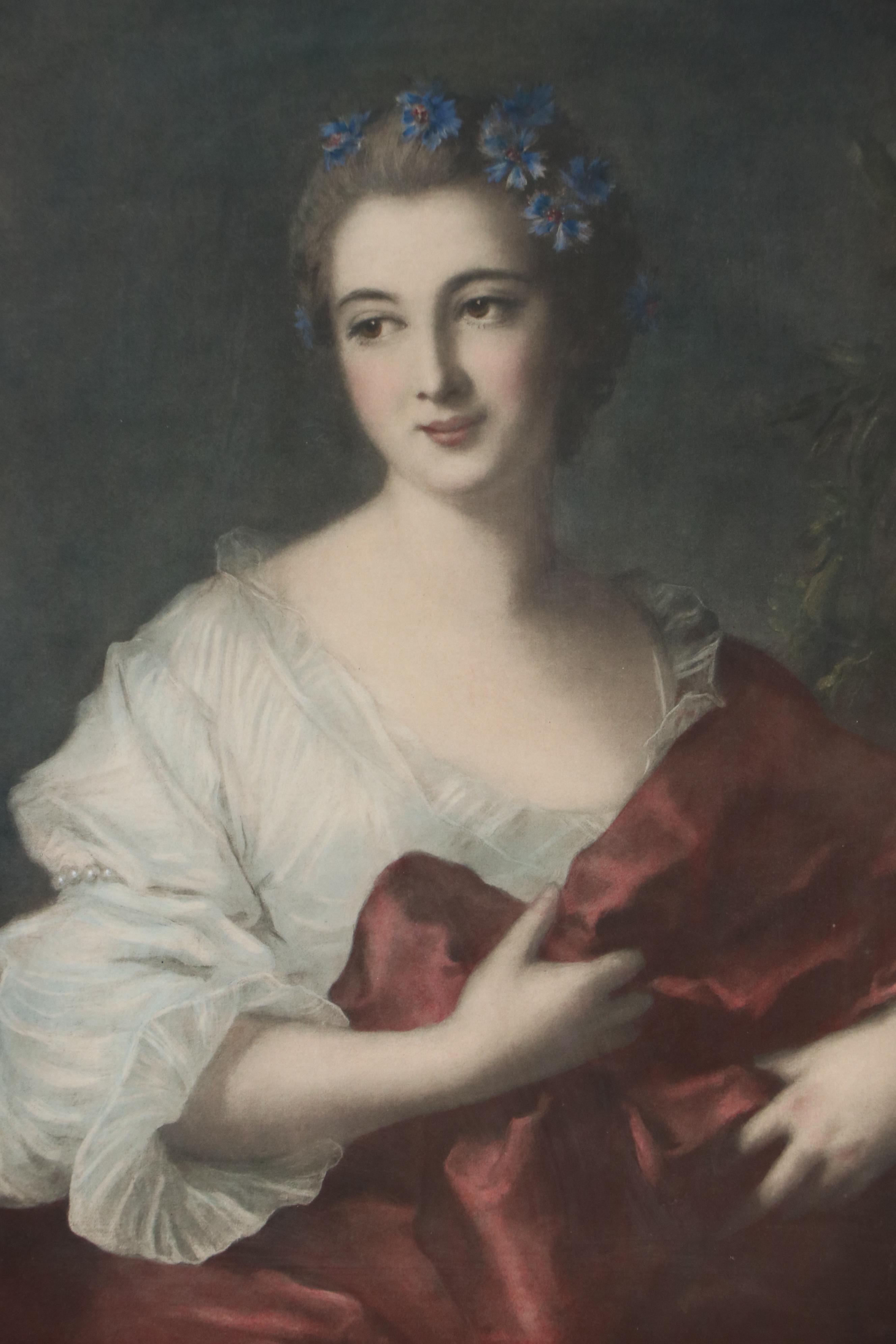 After Jean-Marc Nattier Hand-Colored Photogravure "Elisabeth de Bologne"
