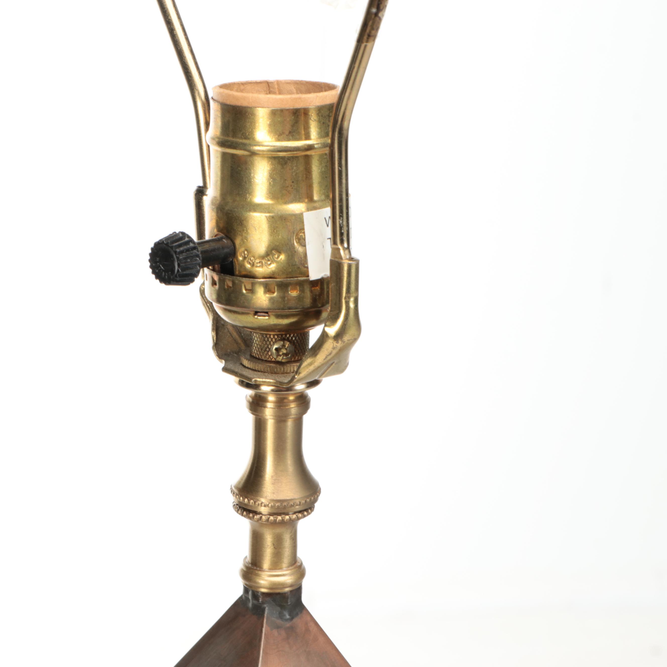 Mirrored Glass Pyramid Table Lamps