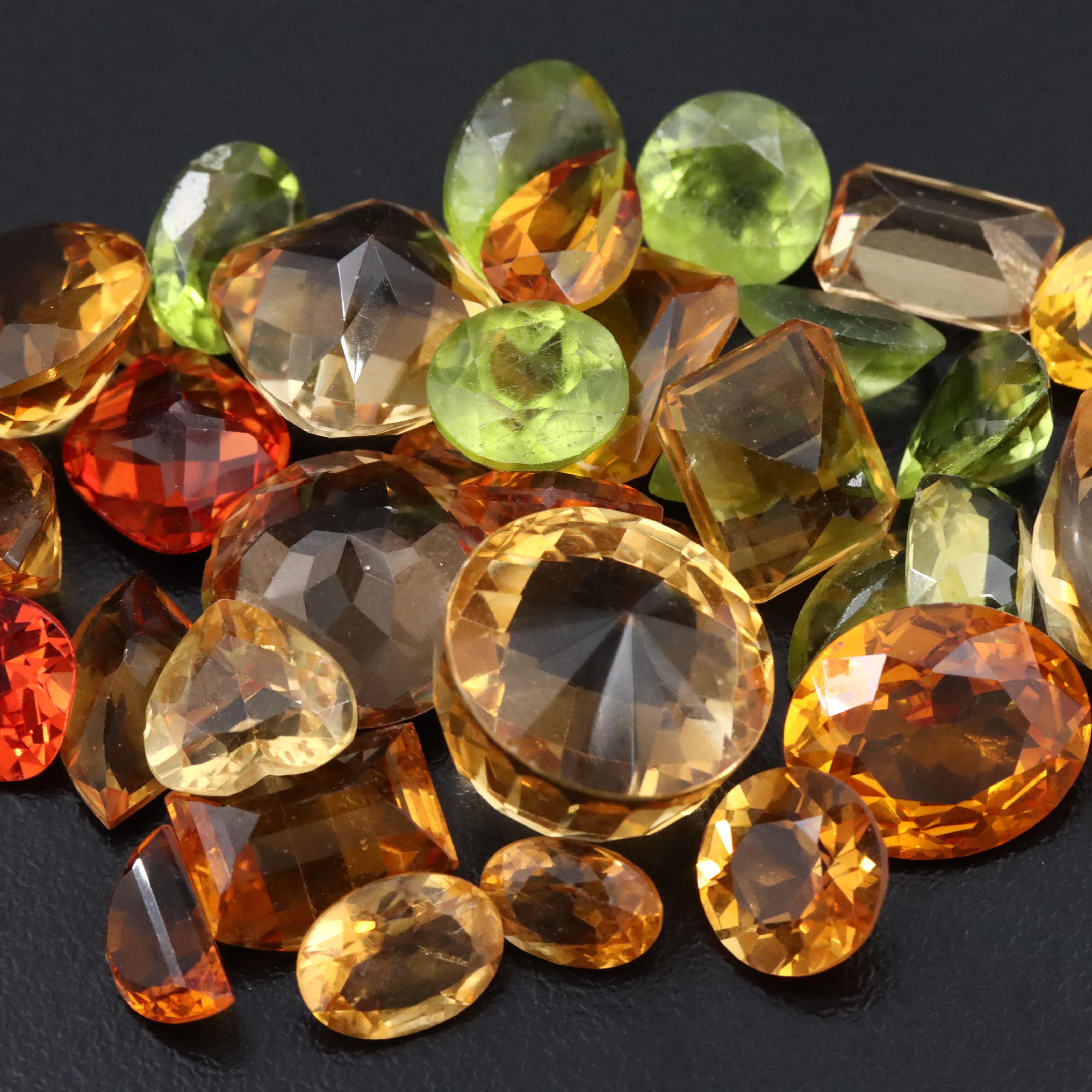Loose 90.37 CTW Gemstones Featuring Citrine, Peridot and Lab Grown Sapphire