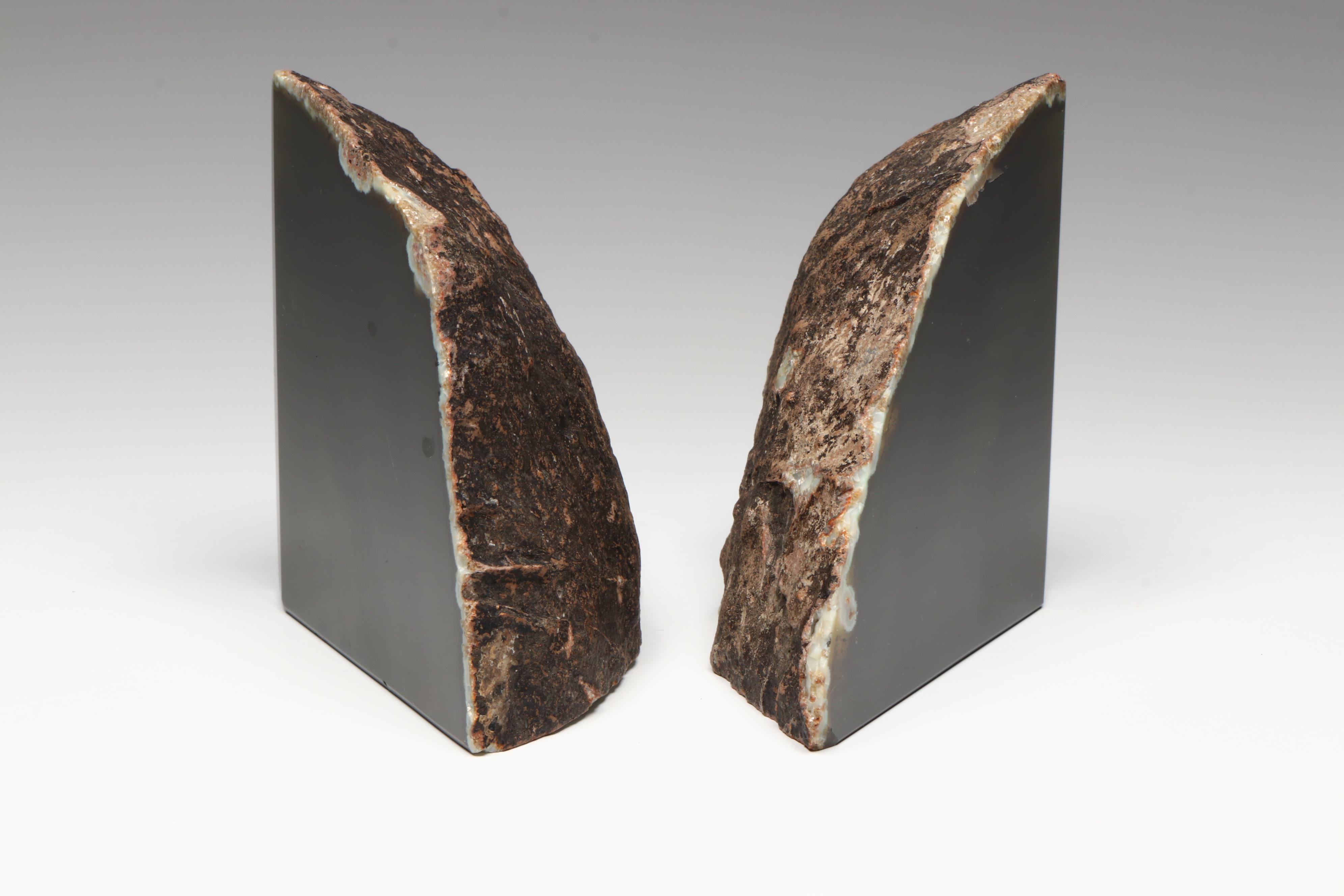 Pair of Polished Agate Geode Bookends