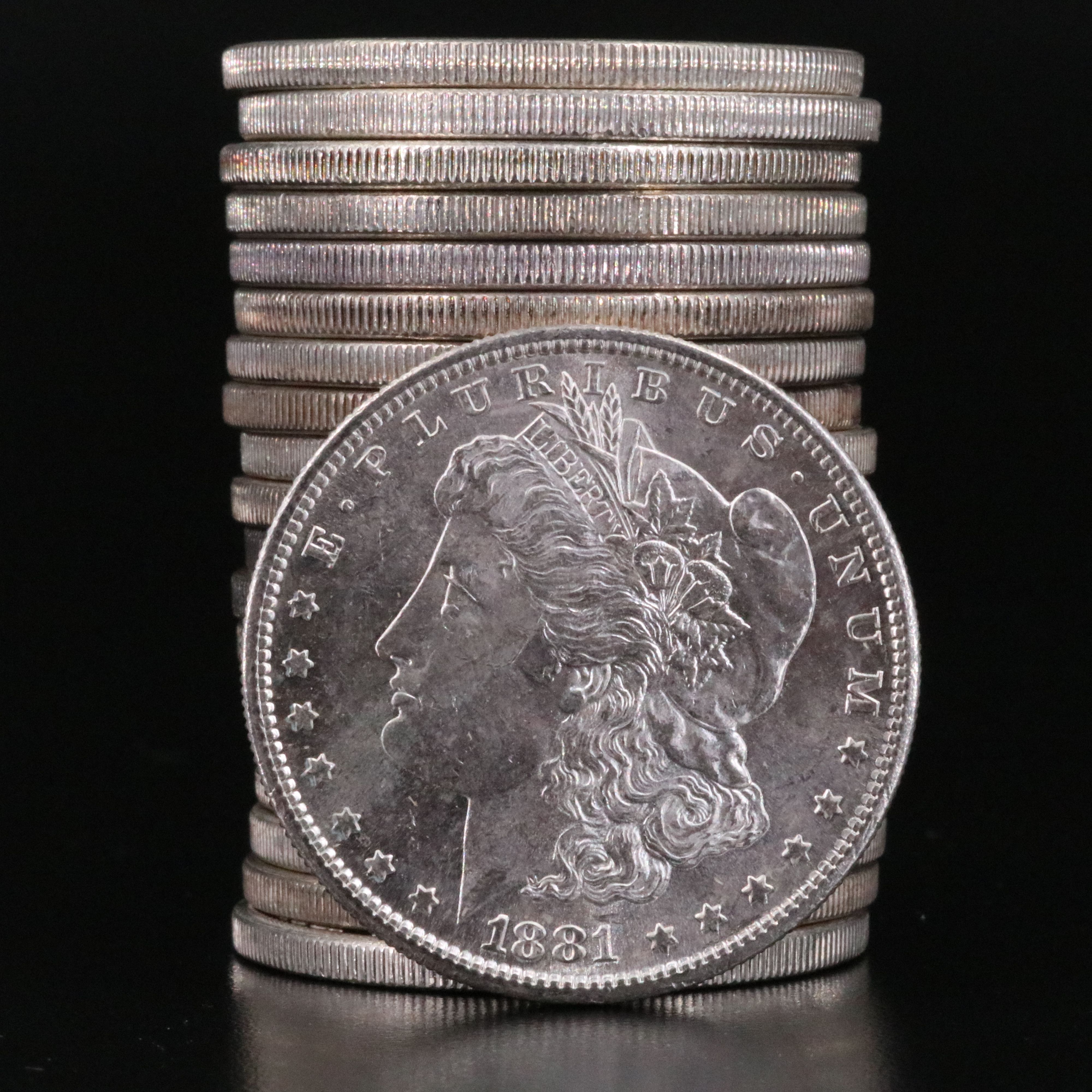 Roll of Twenty Uncirculated 1881-S Silver Morgan Dollars