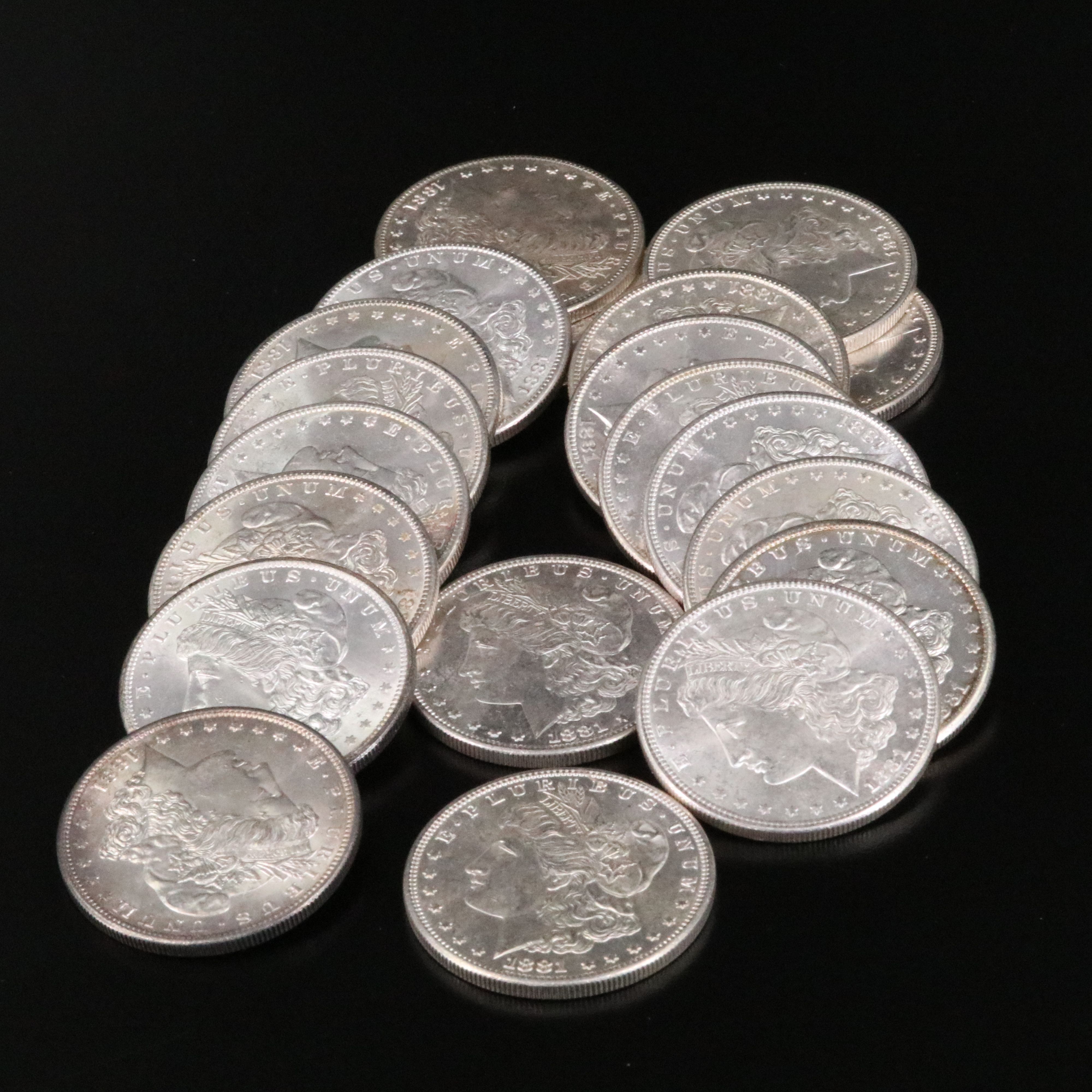 Roll of Twenty Uncirculated 1881-S Silver Morgan Dollars