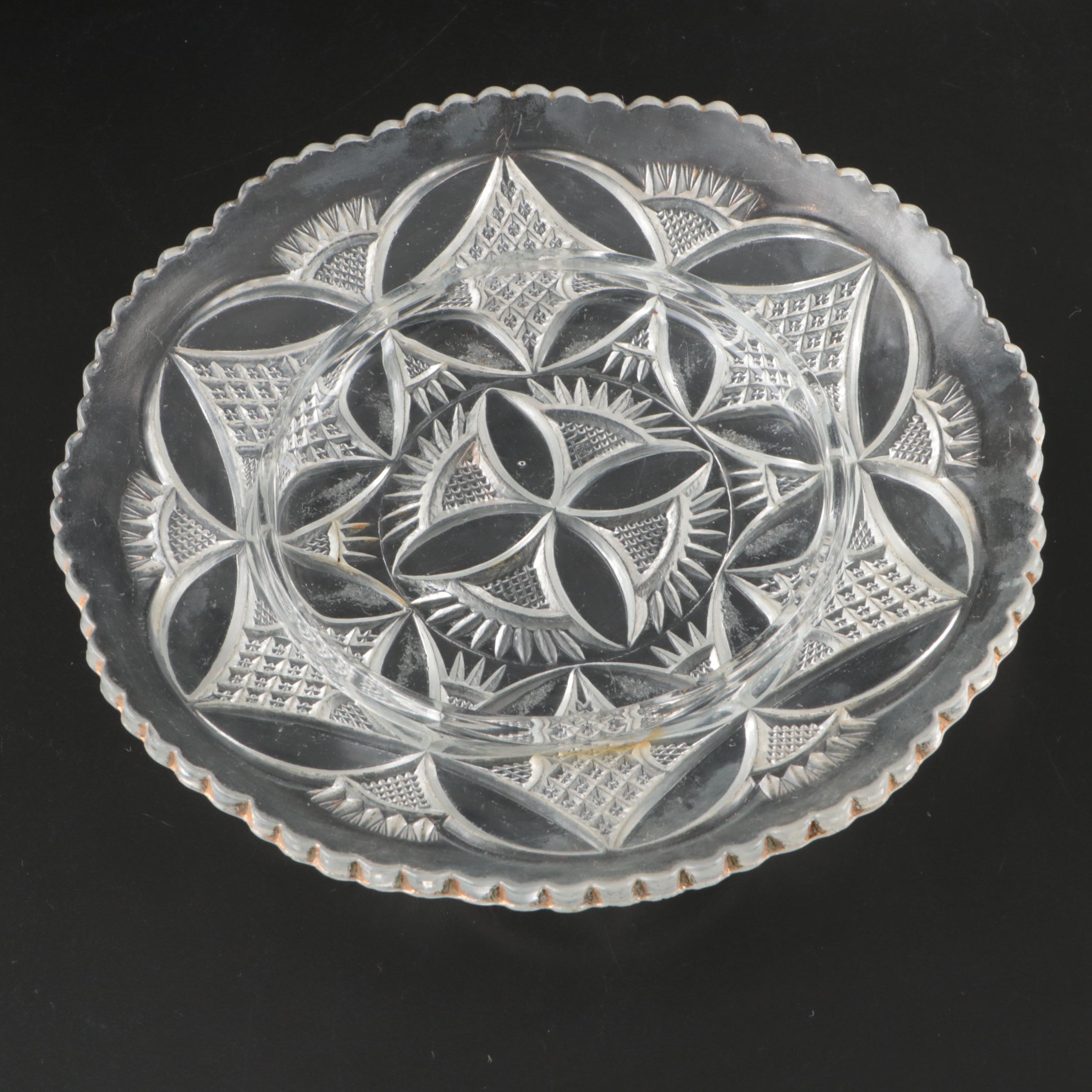 American Cut "Pinwheel" Crystal Pitcher with Other Crystal Table Accessories