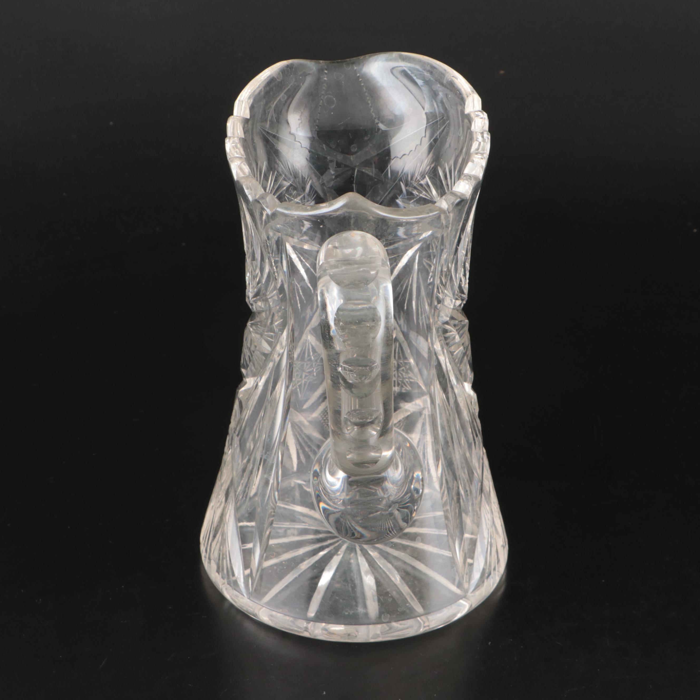 American Cut "Pinwheel" Crystal Pitcher with Other Crystal Table Accessories