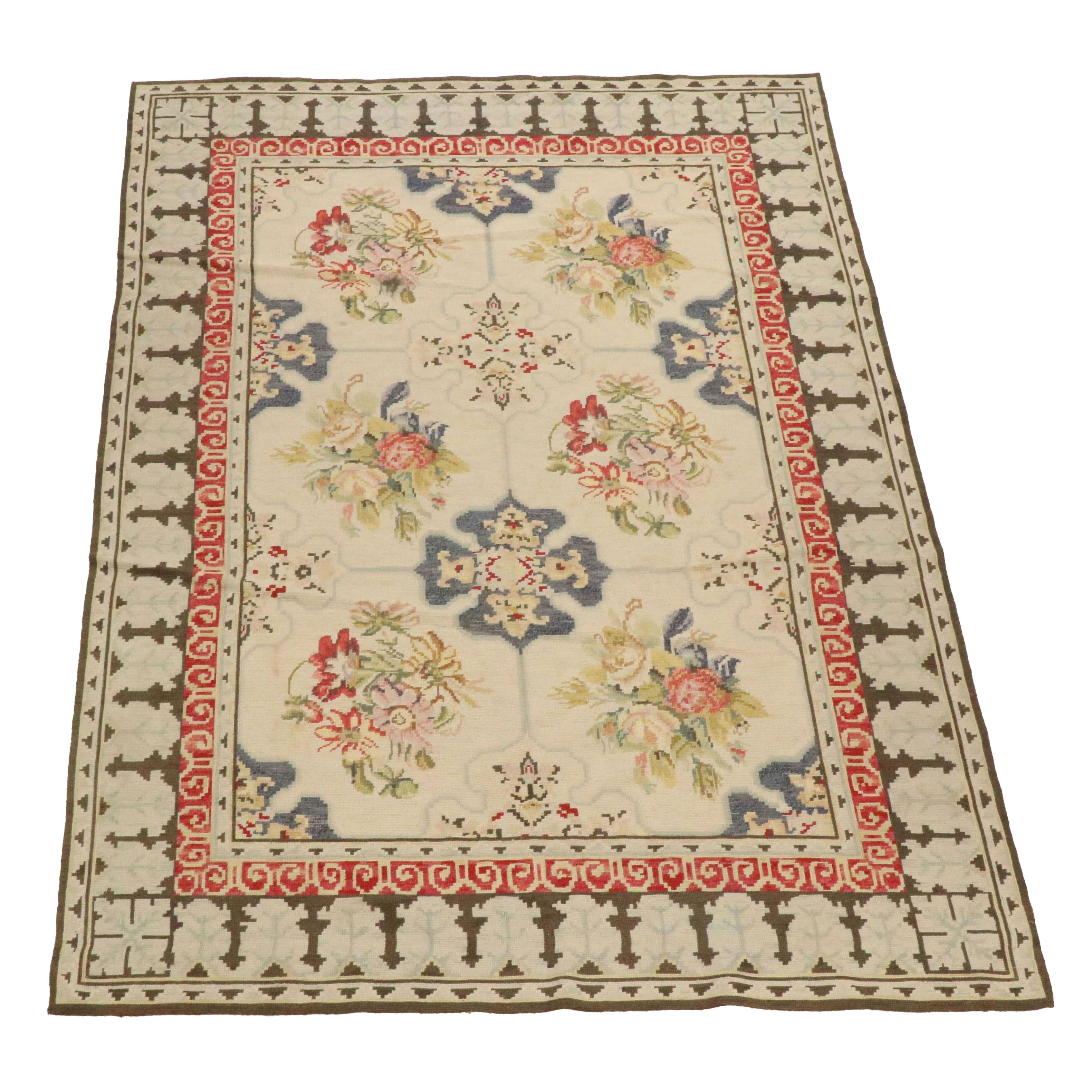6'2 x 8'8 Handmade Sino-Turkish Style Needlepoint Area Rug