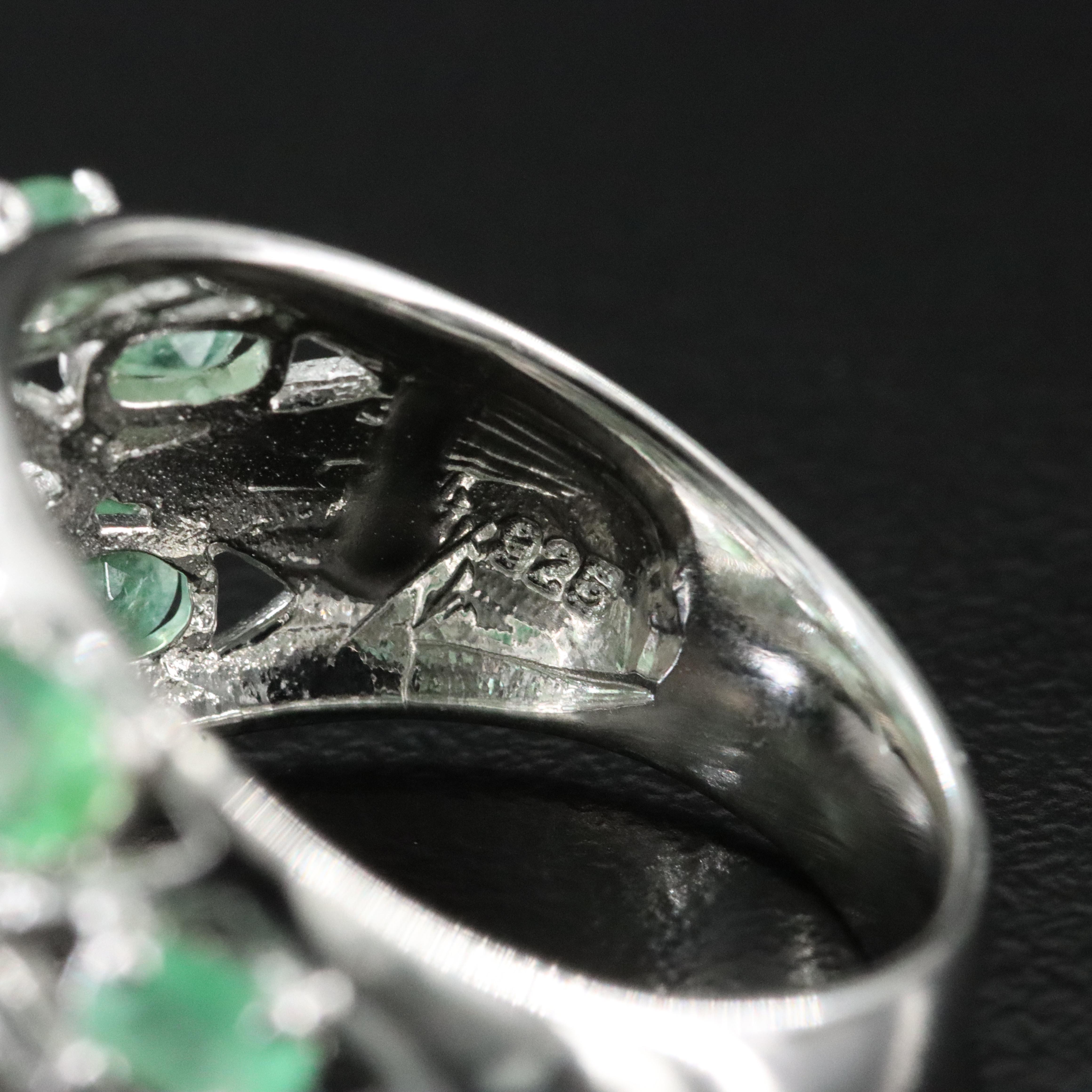 Sterling Emerald Lattice Dome Ring