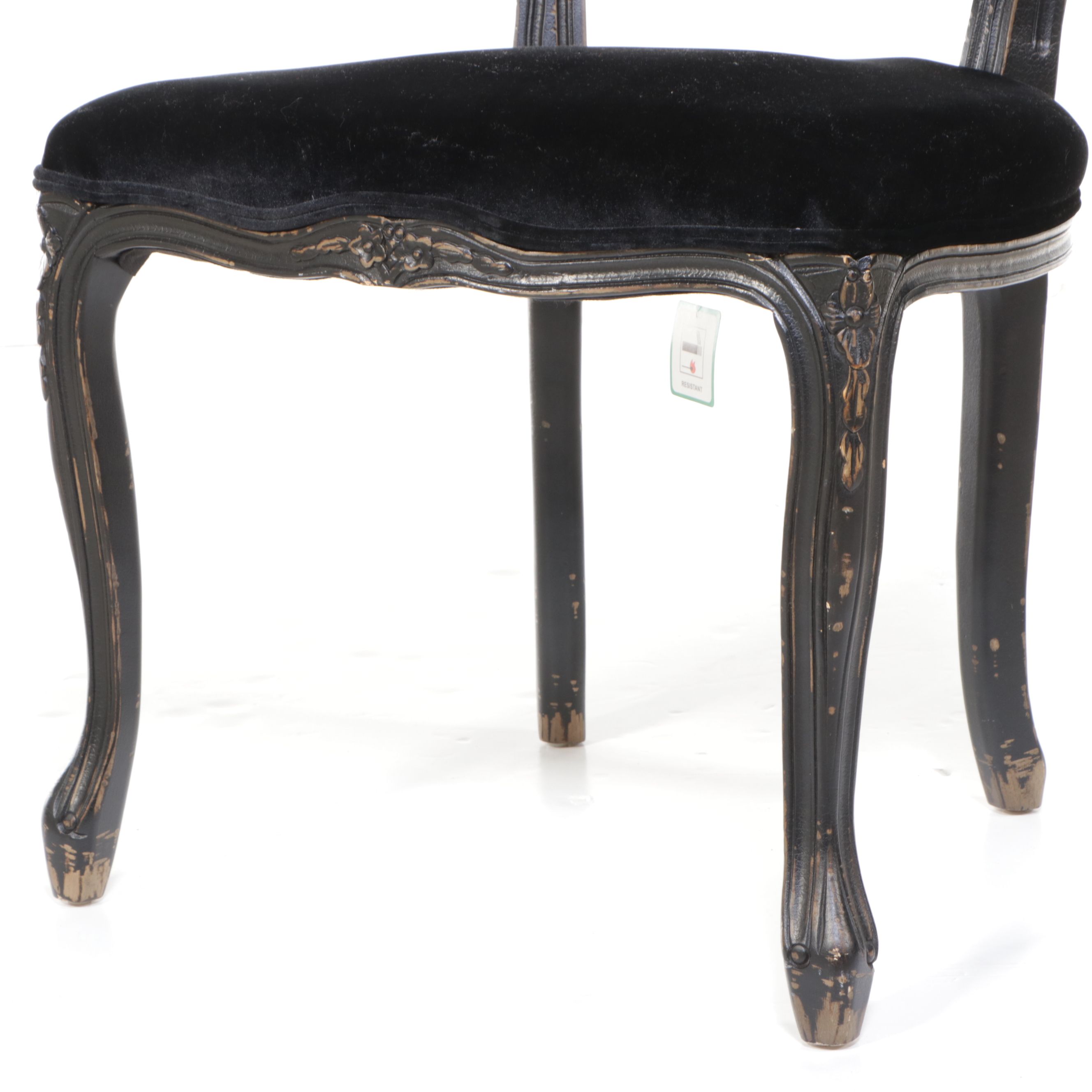 Set of Six Four Hands Painted Wood Side Chairs