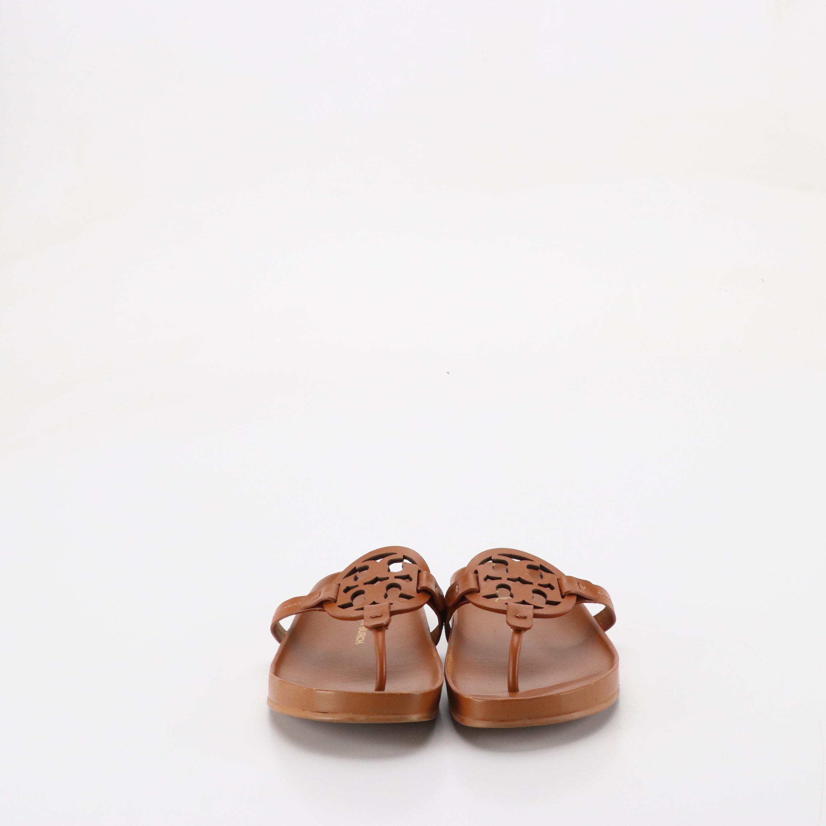 Tory Burch Miller Cloud Sandals in Bourbon Miele Brown Leather