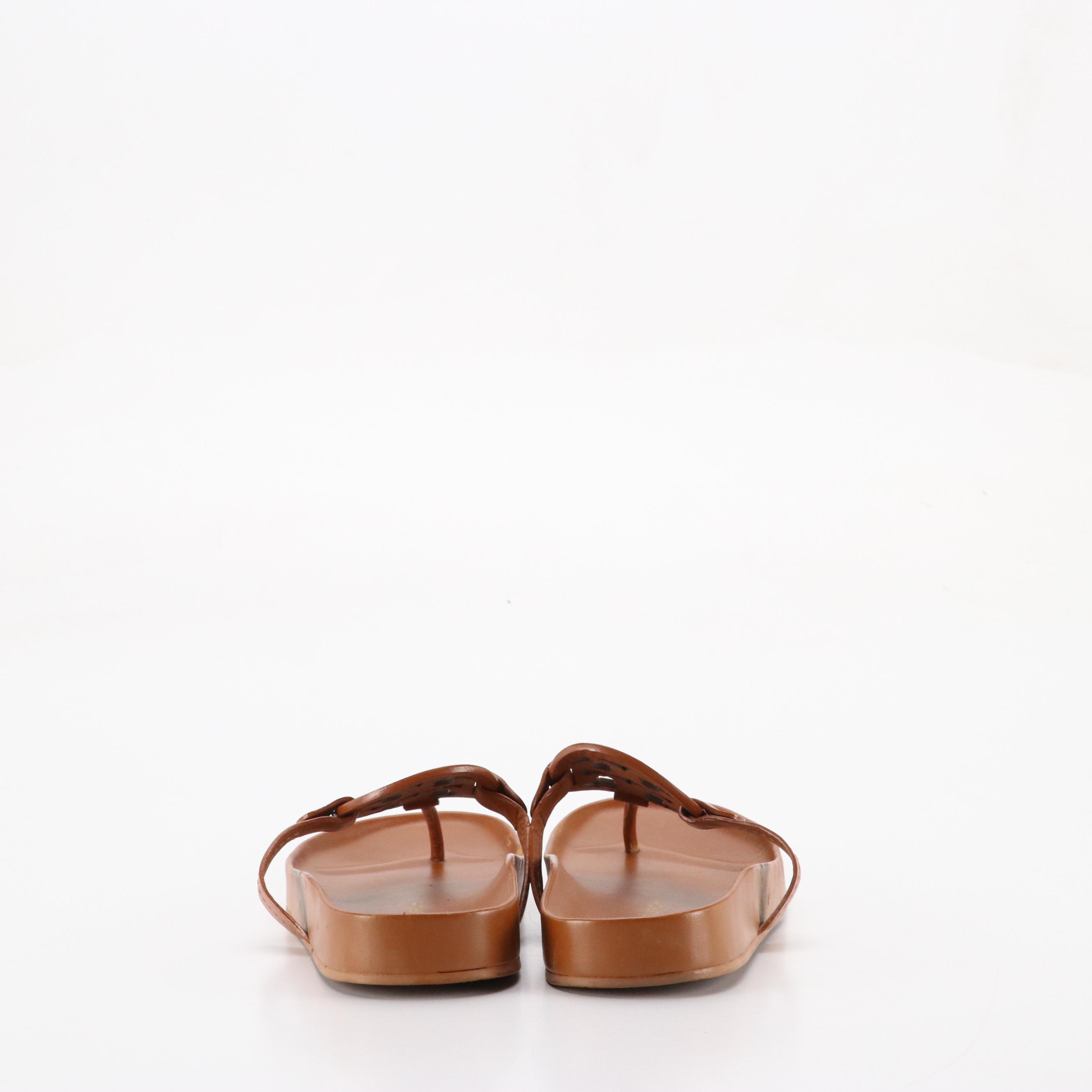 Tory Burch Miller Cloud Sandals in Bourbon Miele Brown Leather