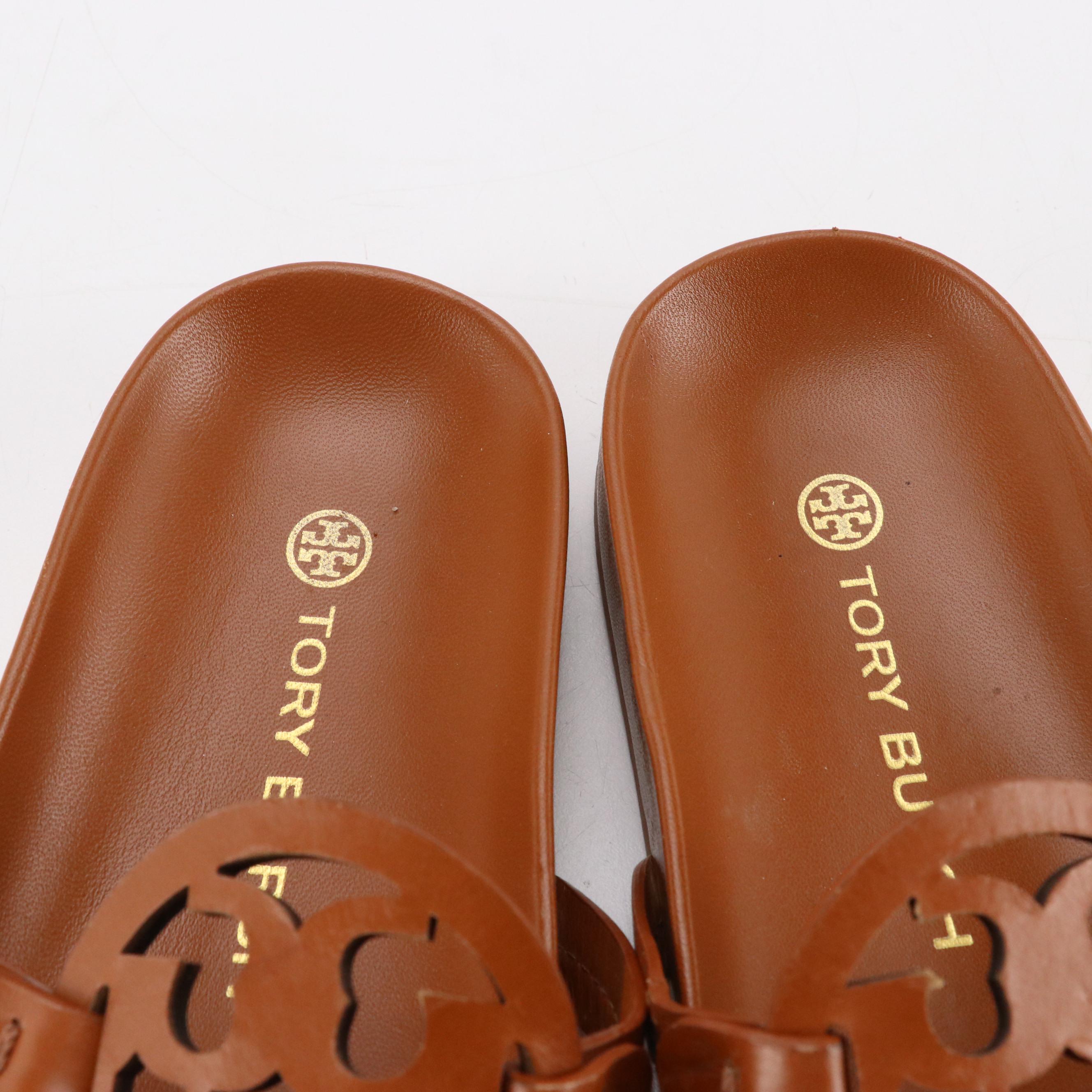 Tory Burch Miller Cloud Sandals in Bourbon Miele Brown Leather
