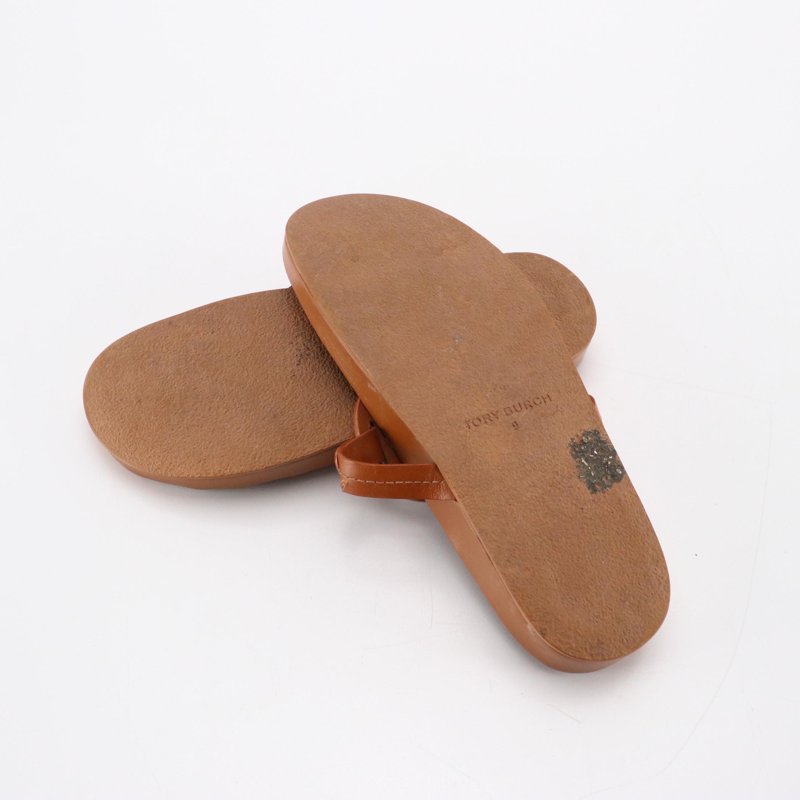 Tory Burch Miller Cloud Sandals in Bourbon Miele Brown Leather