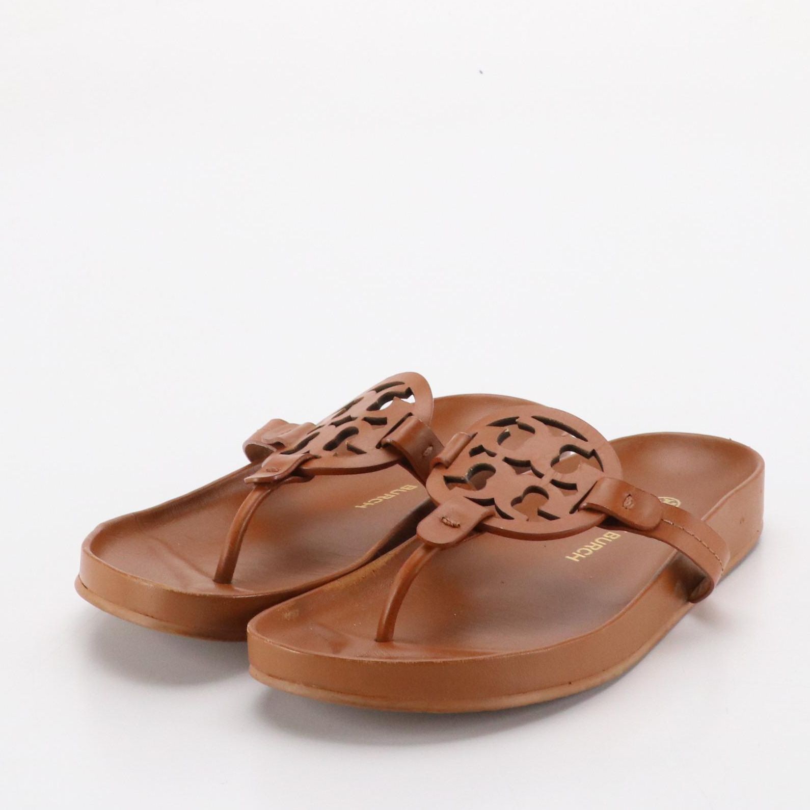 Tory Burch Miller Cloud Sandals in Bourbon Miele Brown Leather