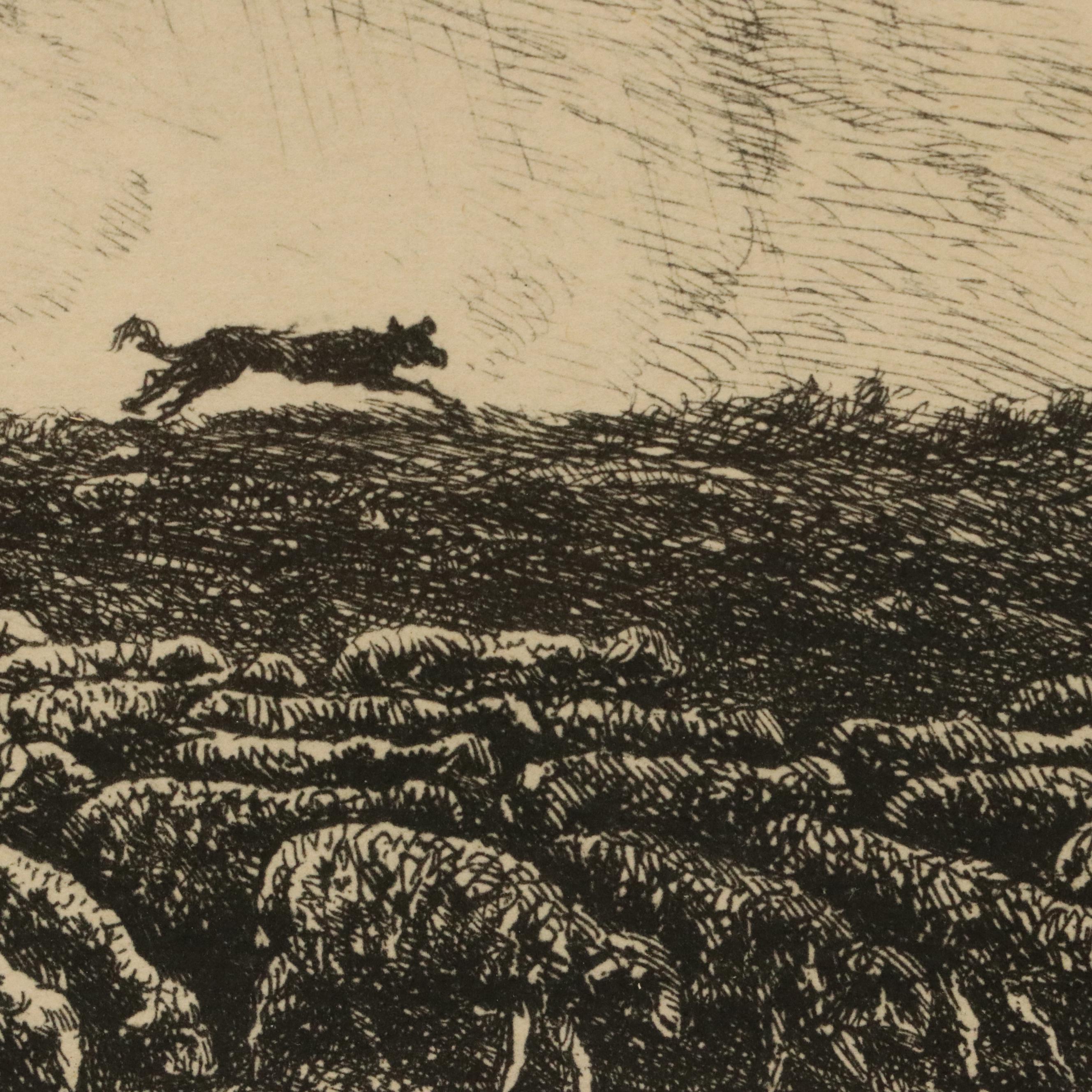 After Charles-François Daubigny Lithograph "L'Ondée," 1946