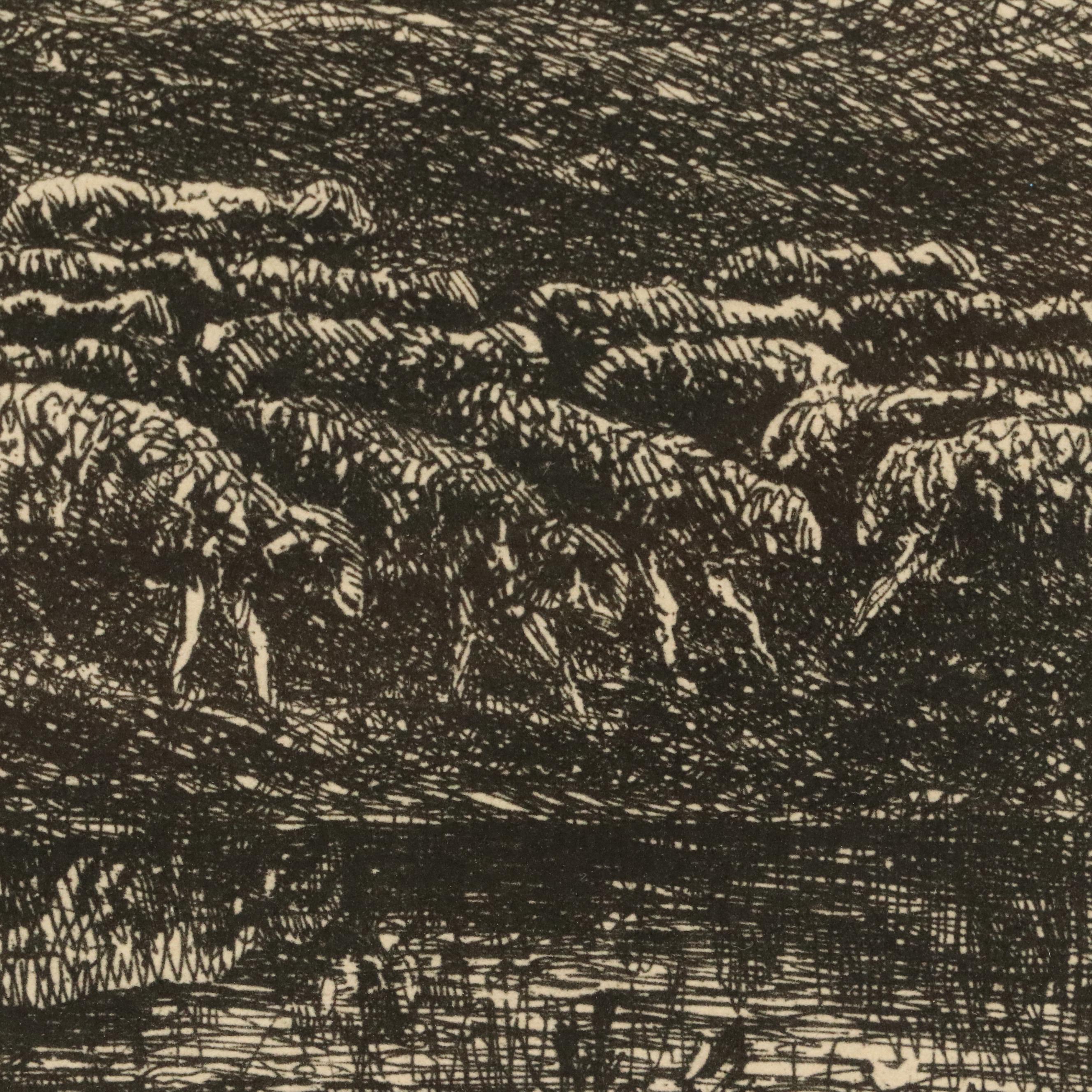 After Charles-François Daubigny Lithograph "L'Ondée," 1946