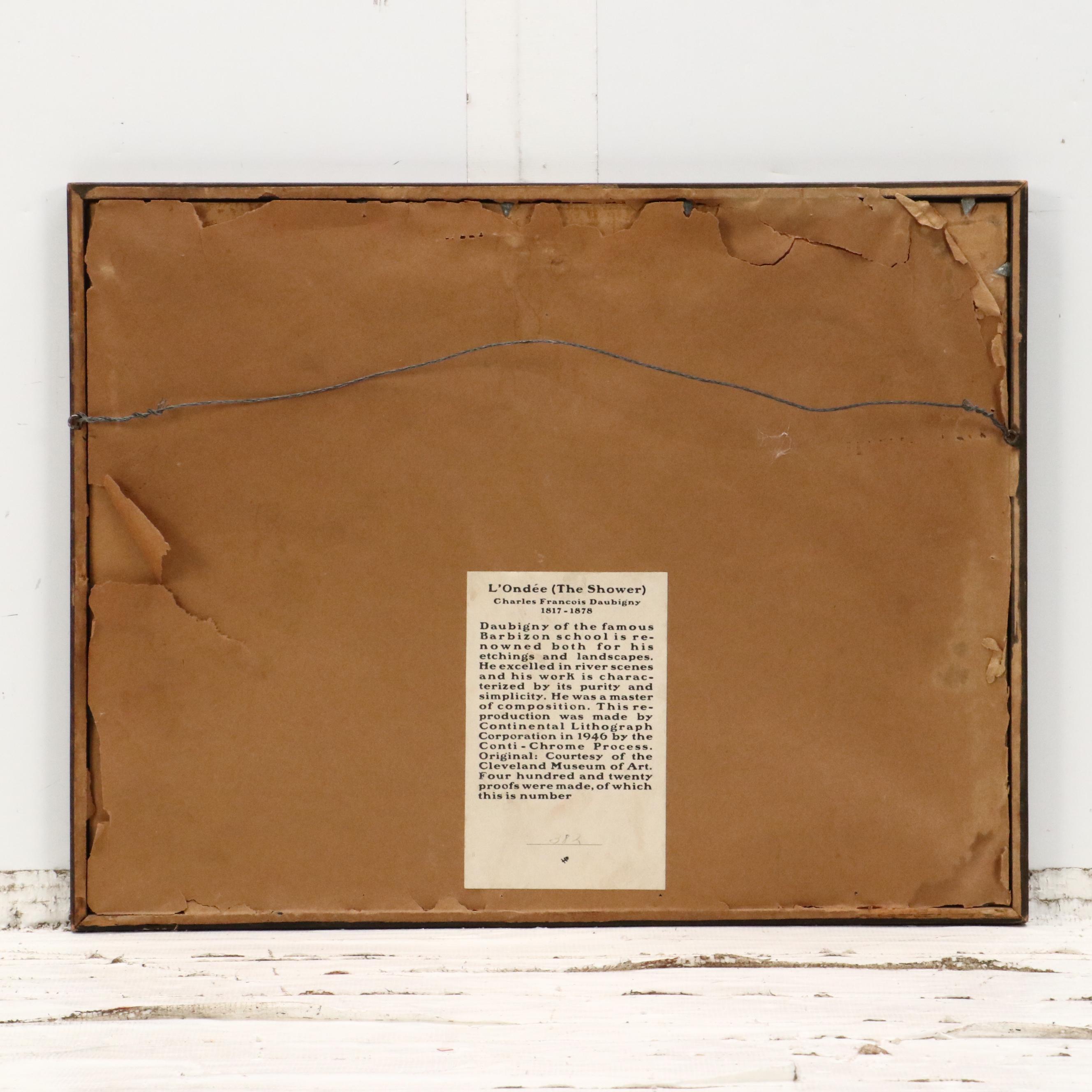 After Charles-François Daubigny Lithograph "L'Ondée," 1946