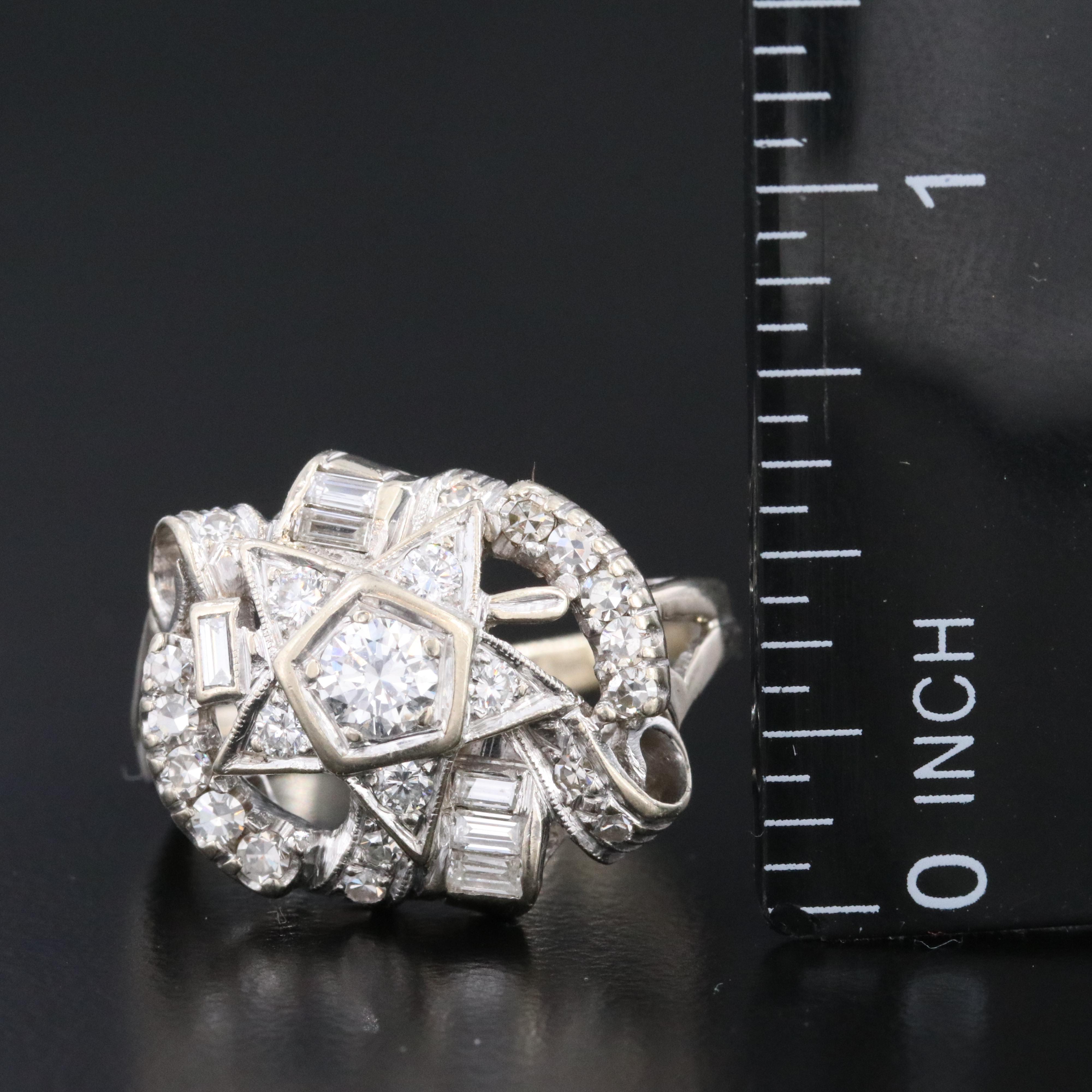 Vintage 14K 1.05 CTW Eastern Star Diamond Ring