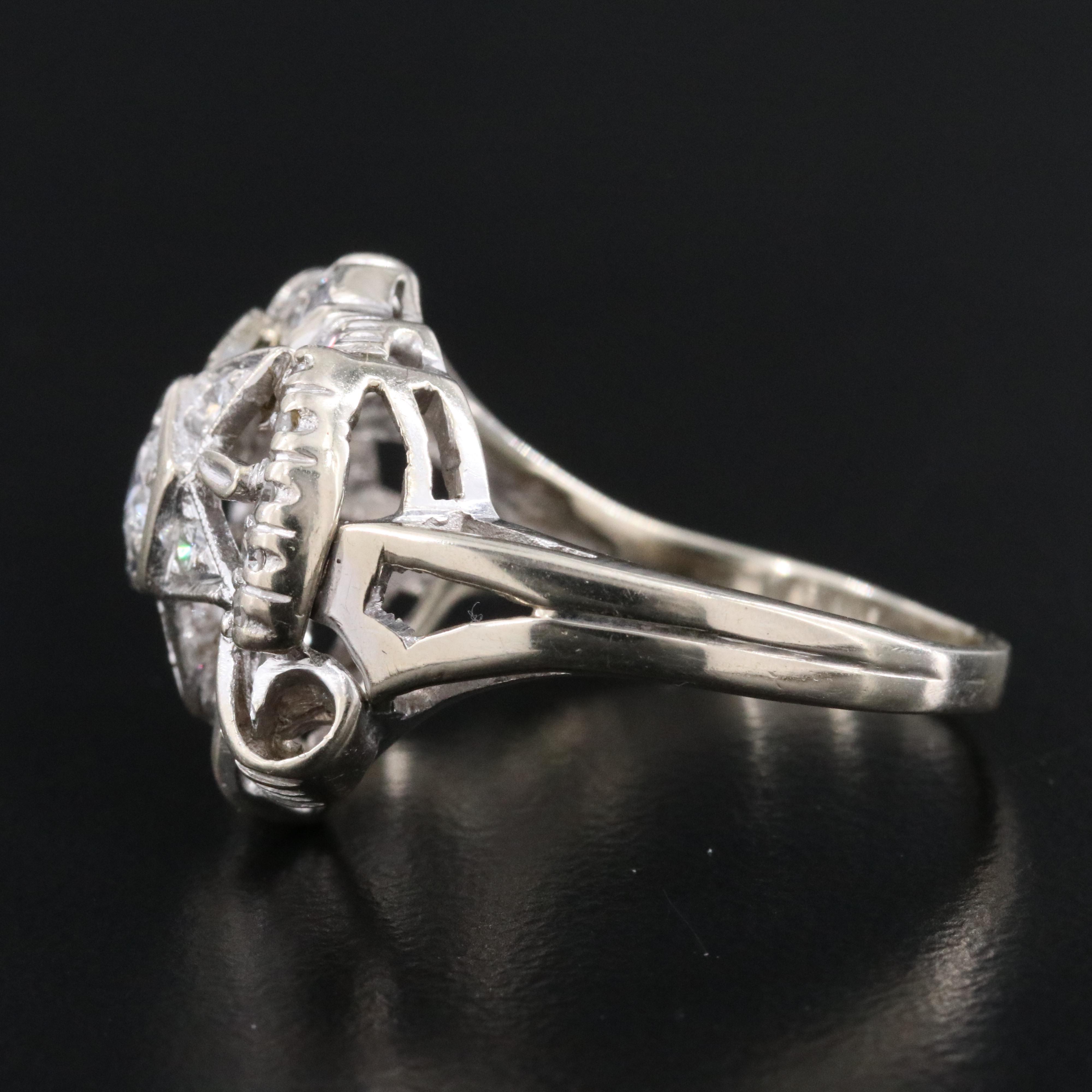 Vintage 14K 1.05 CTW Eastern Star Diamond Ring