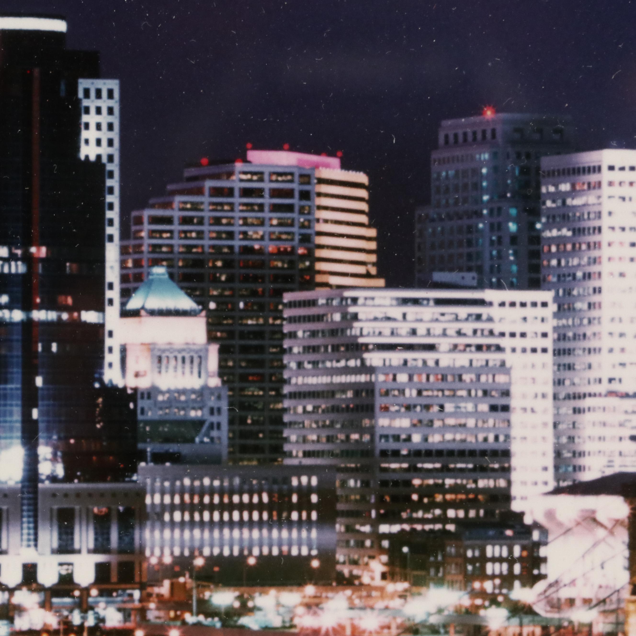J. Miles Wolf Color Photograph of Nocturne Cincinnati Skyline, 2002