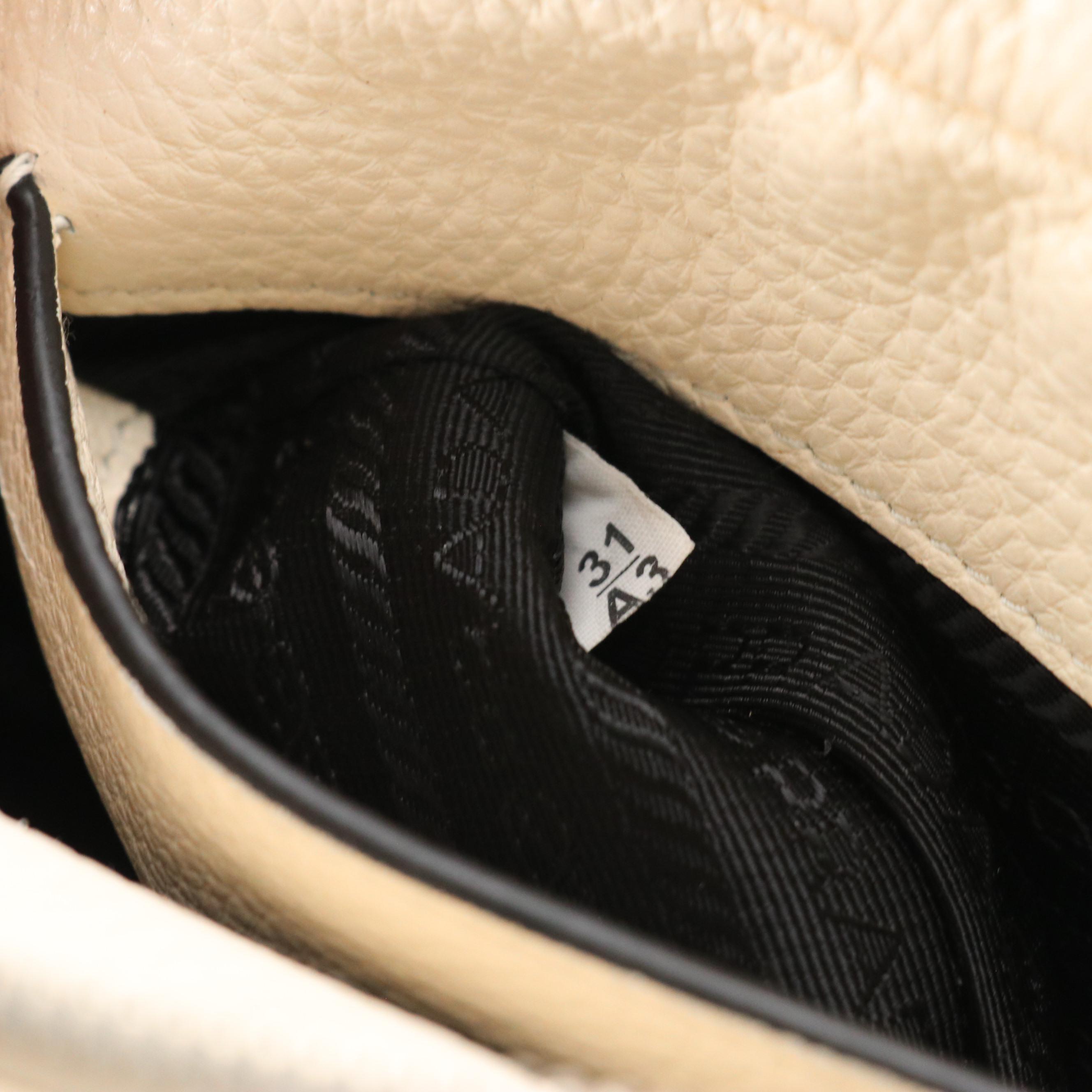 Prada Soft Flap Crossbody Bag in Ivory Vitello Daino Leather