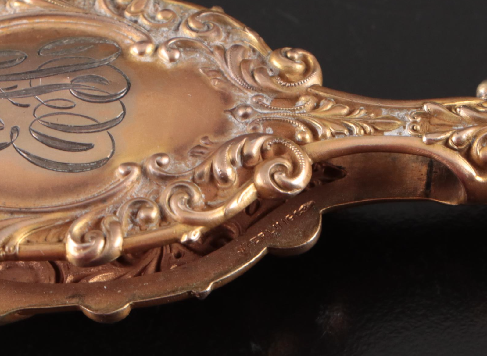 Art Nouveau Gilt Repoussé Folding Lorgnette & Amethyst Cabochons, Early 20th C