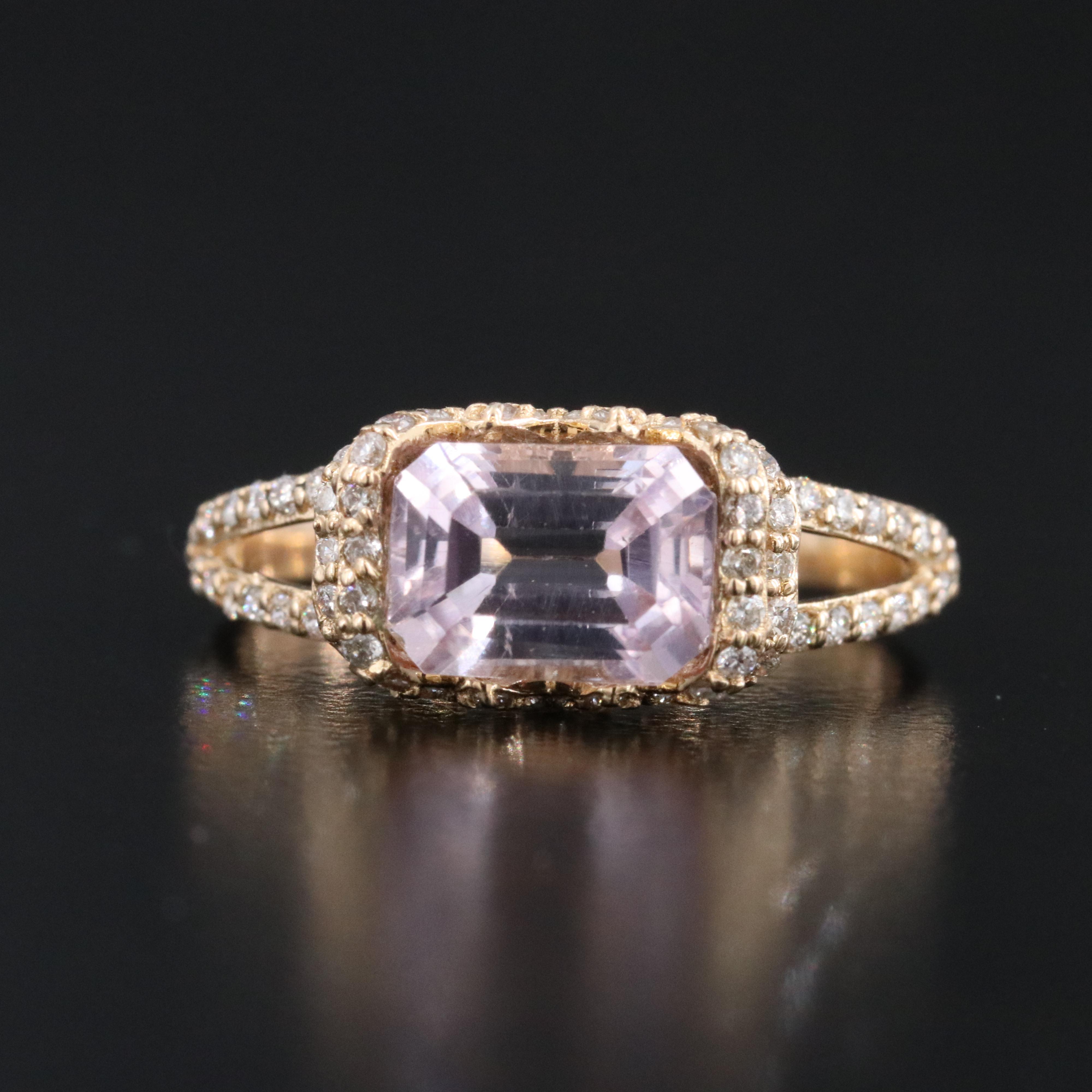 14K Morganite and Diamond Ring