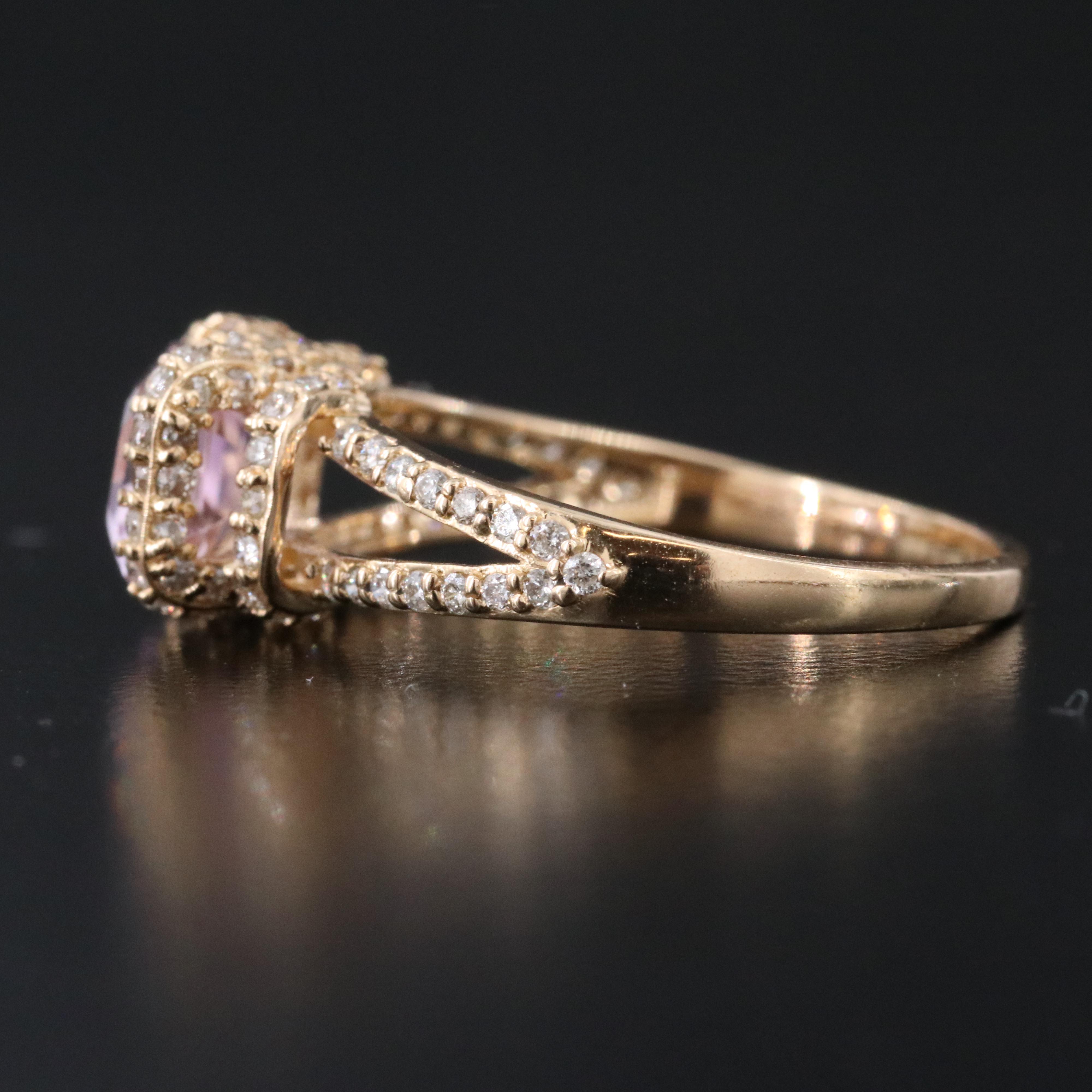 14K Morganite and Diamond Ring