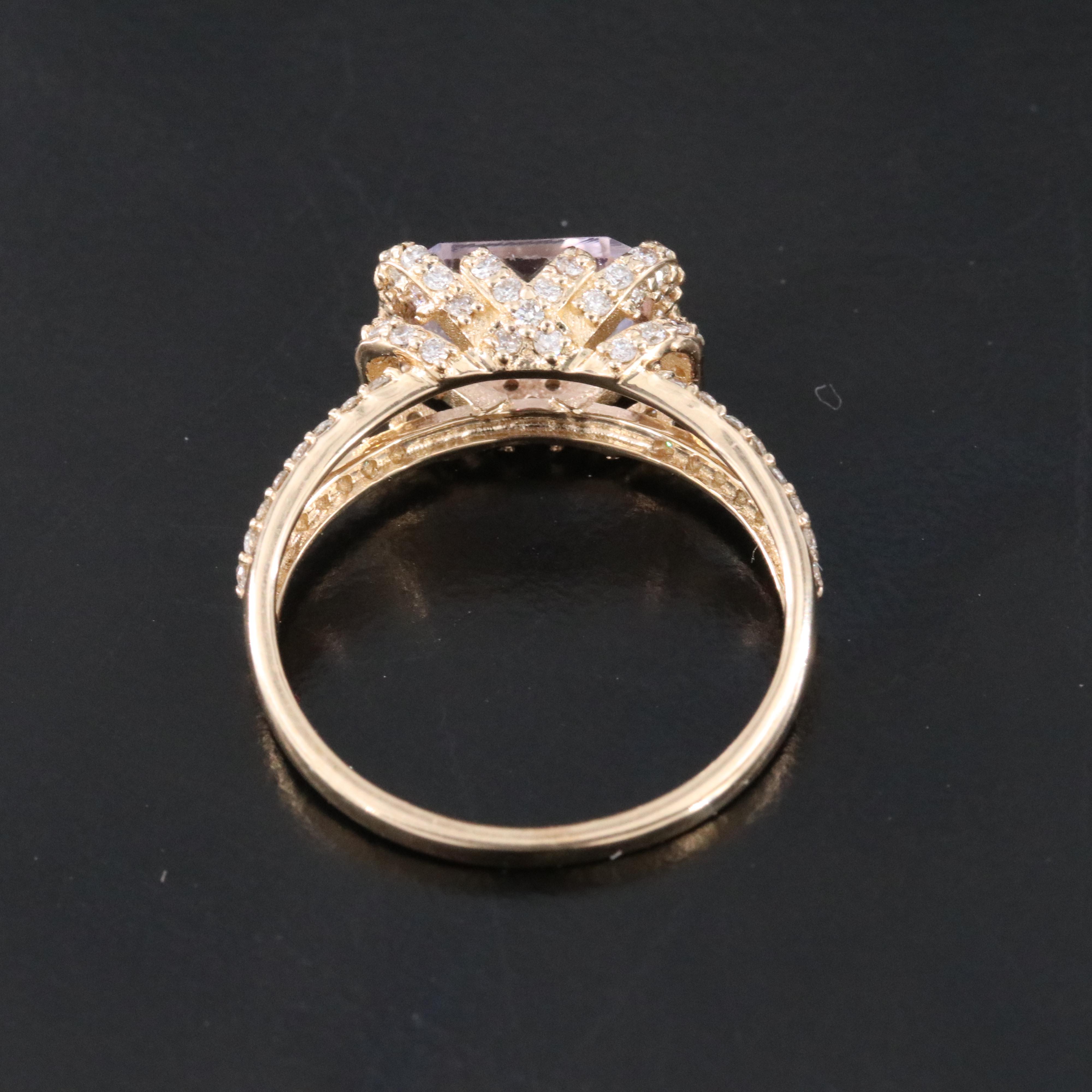 14K Morganite and Diamond Ring