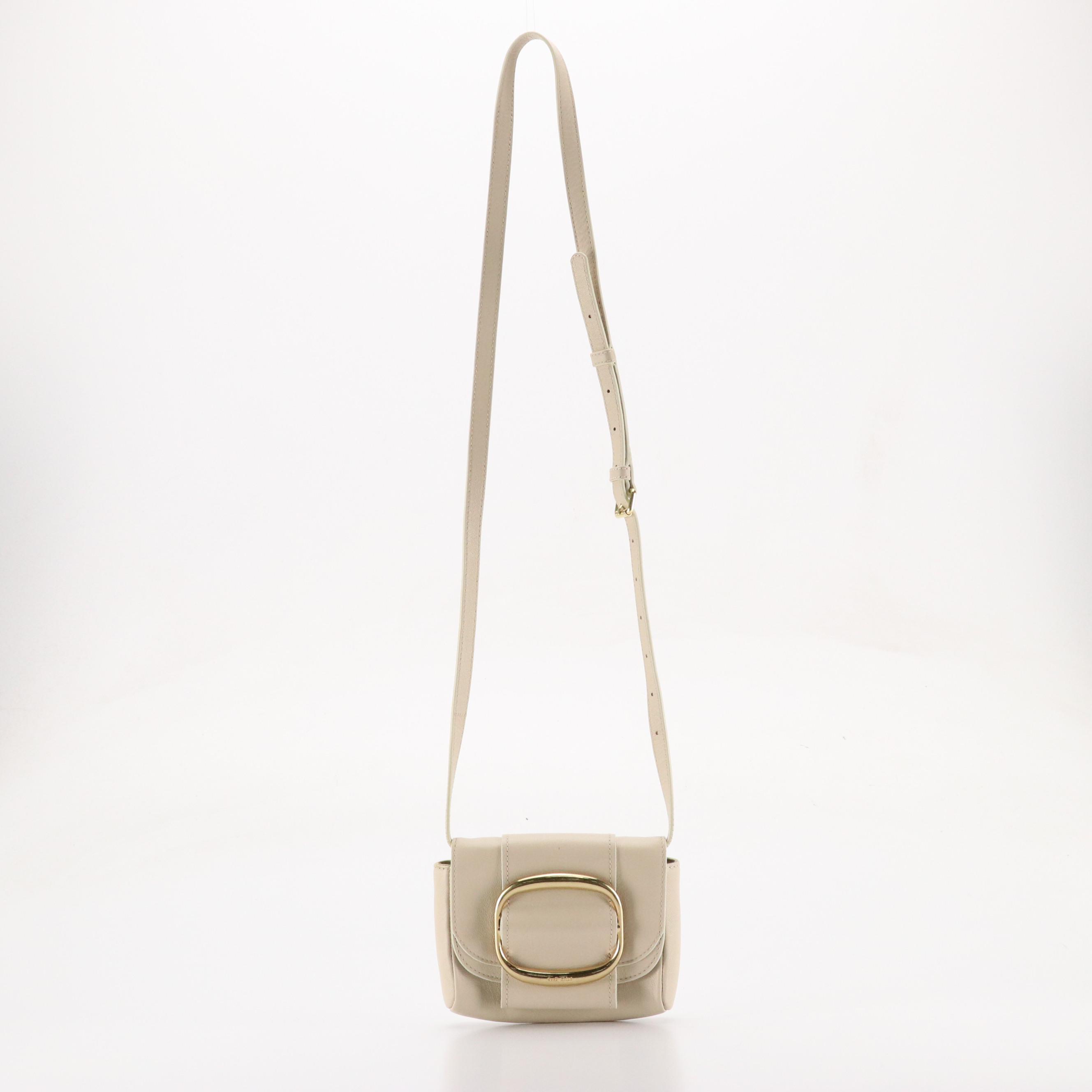 See by Chloé Hopper Convertible Belt Bag in Ivory Calfskin Leather