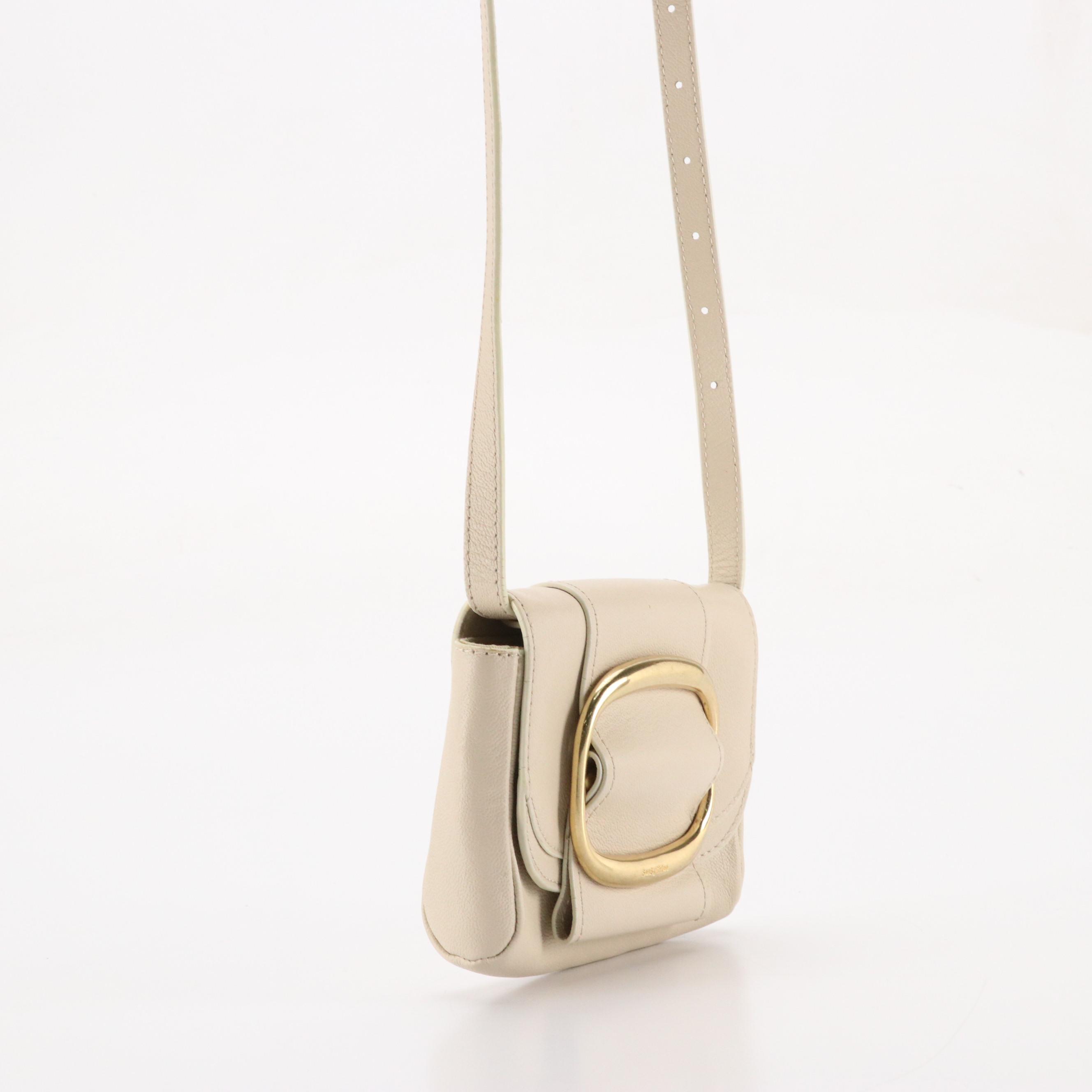 See by Chloé Hopper Convertible Belt Bag in Ivory Calfskin Leather