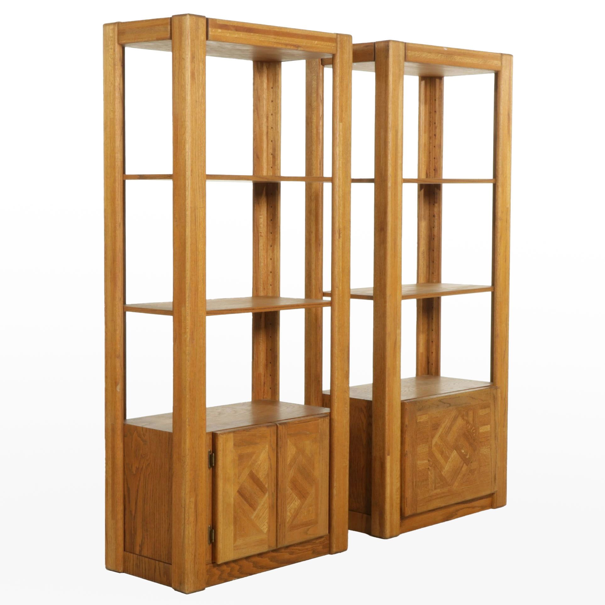 Mid Century Modern Oak Bar Cabinet Wall Units