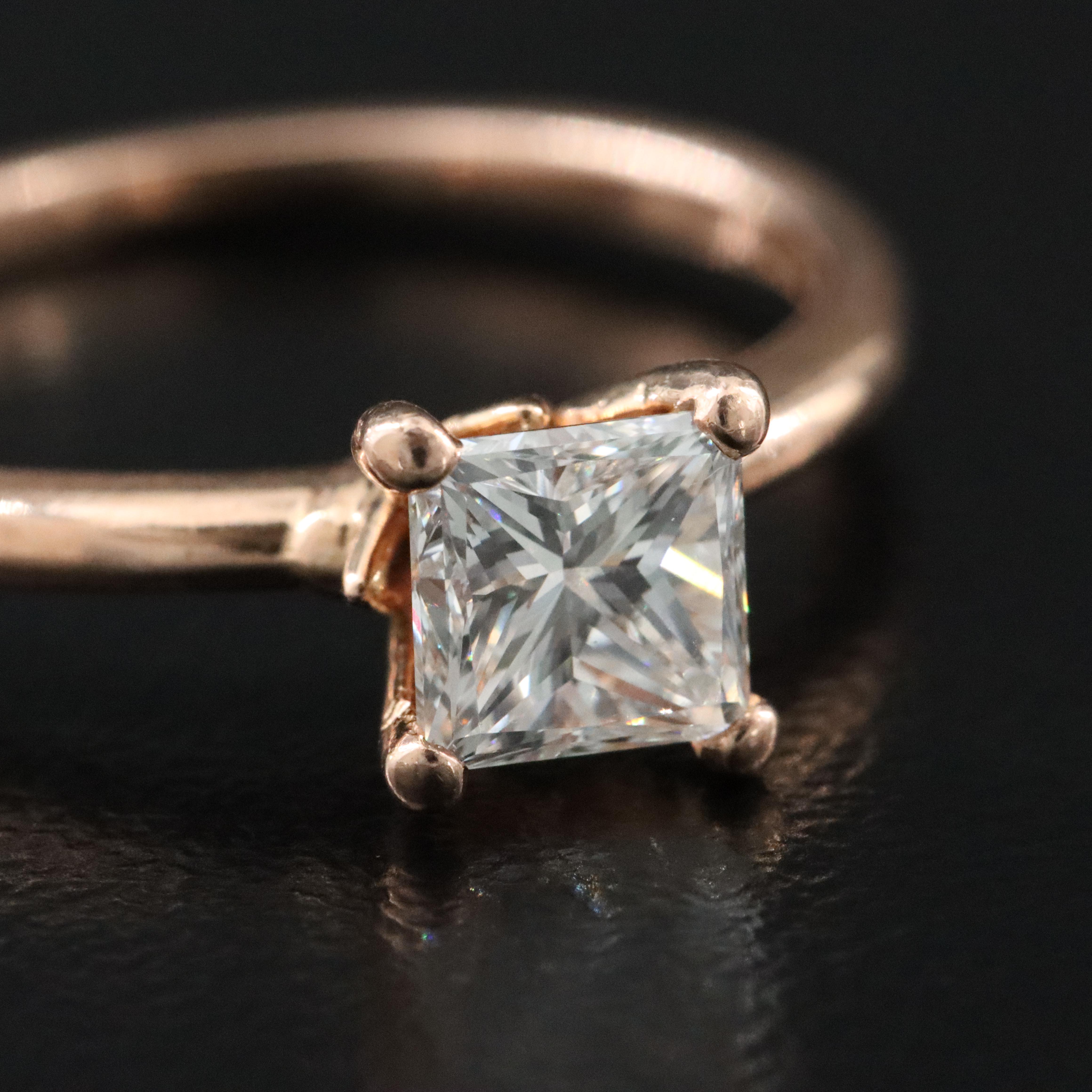 14K 0.93 CT Diamond Rose Gold Solitaire Ring with Online GIA Report